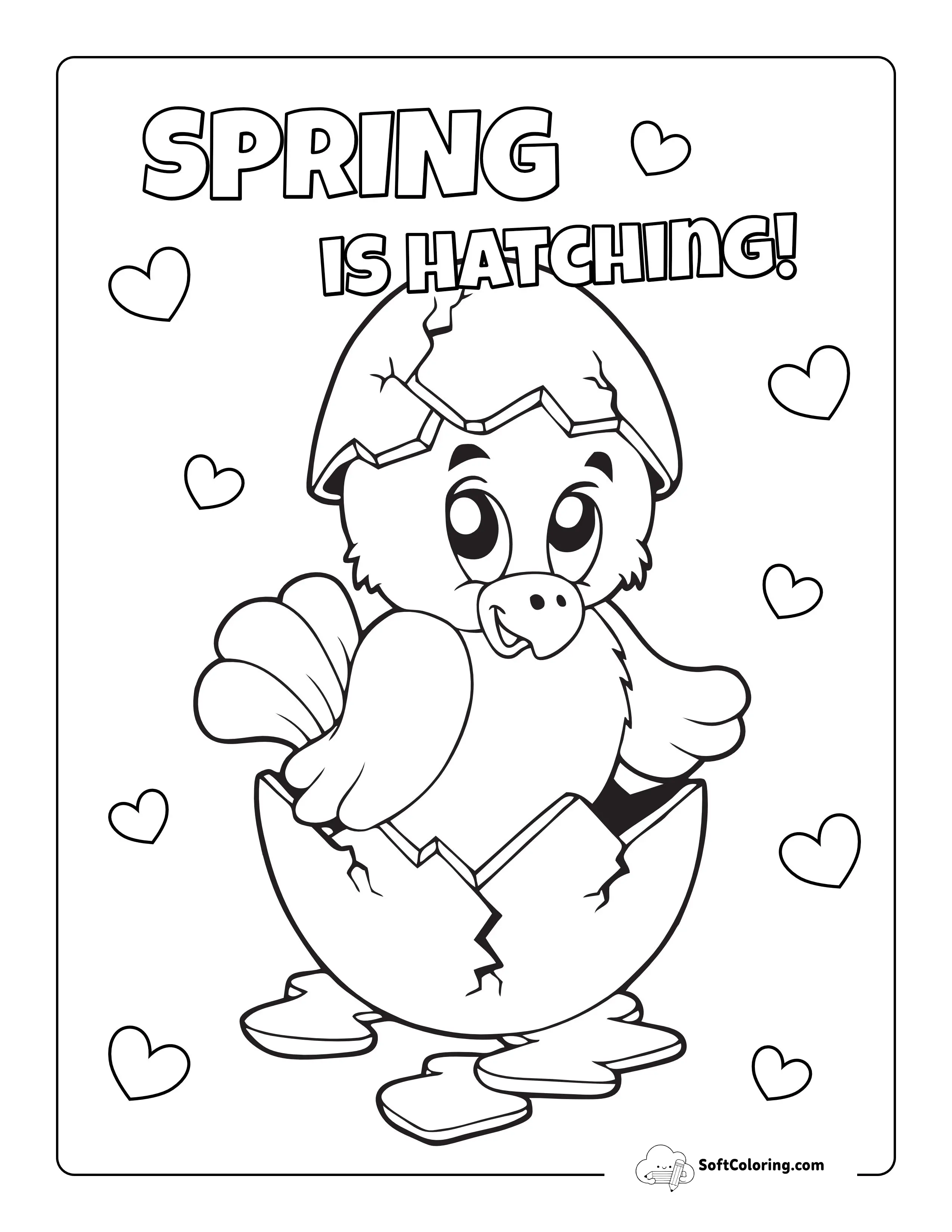 Cute Chick Hatching Picture To Color