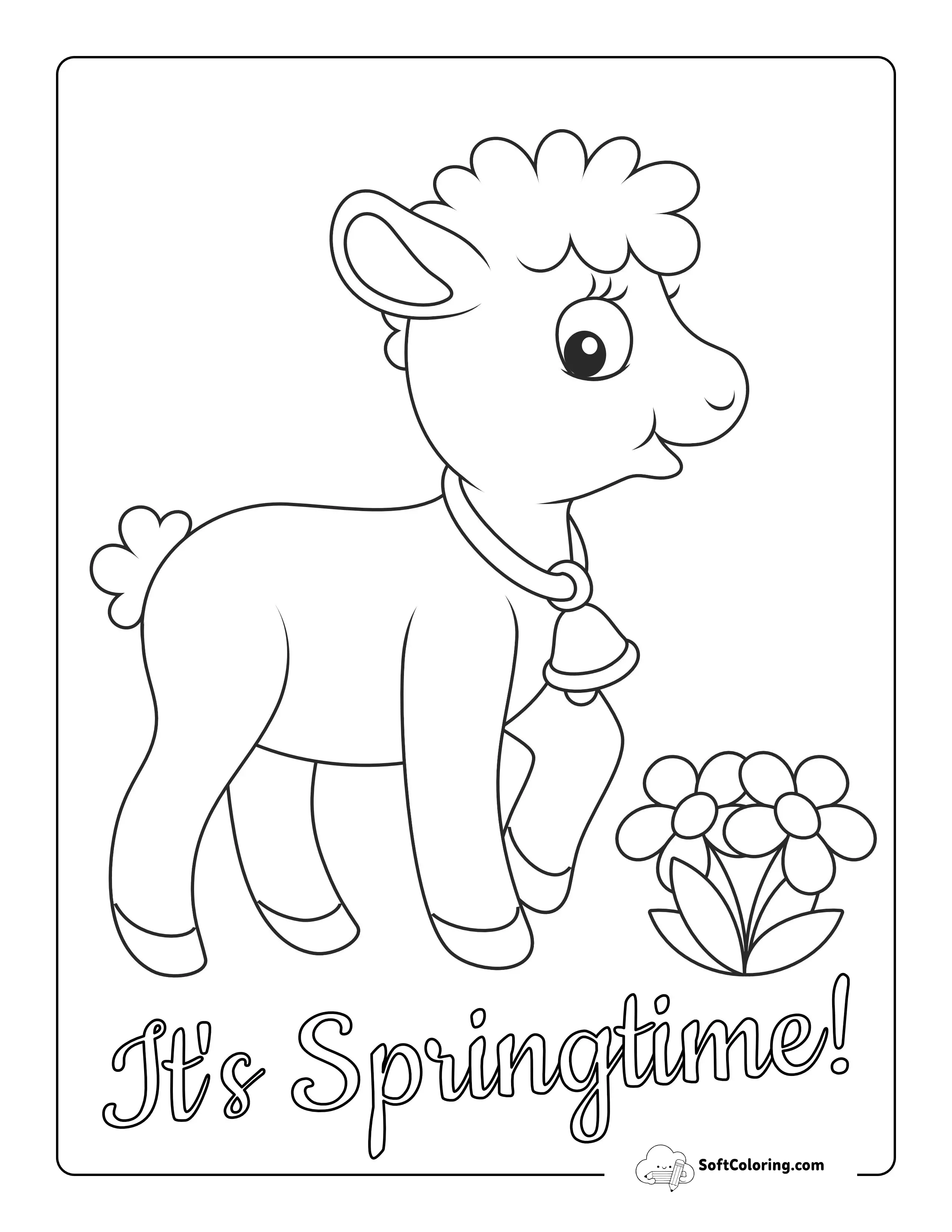 Spring Sheep Coloring Page For Kids