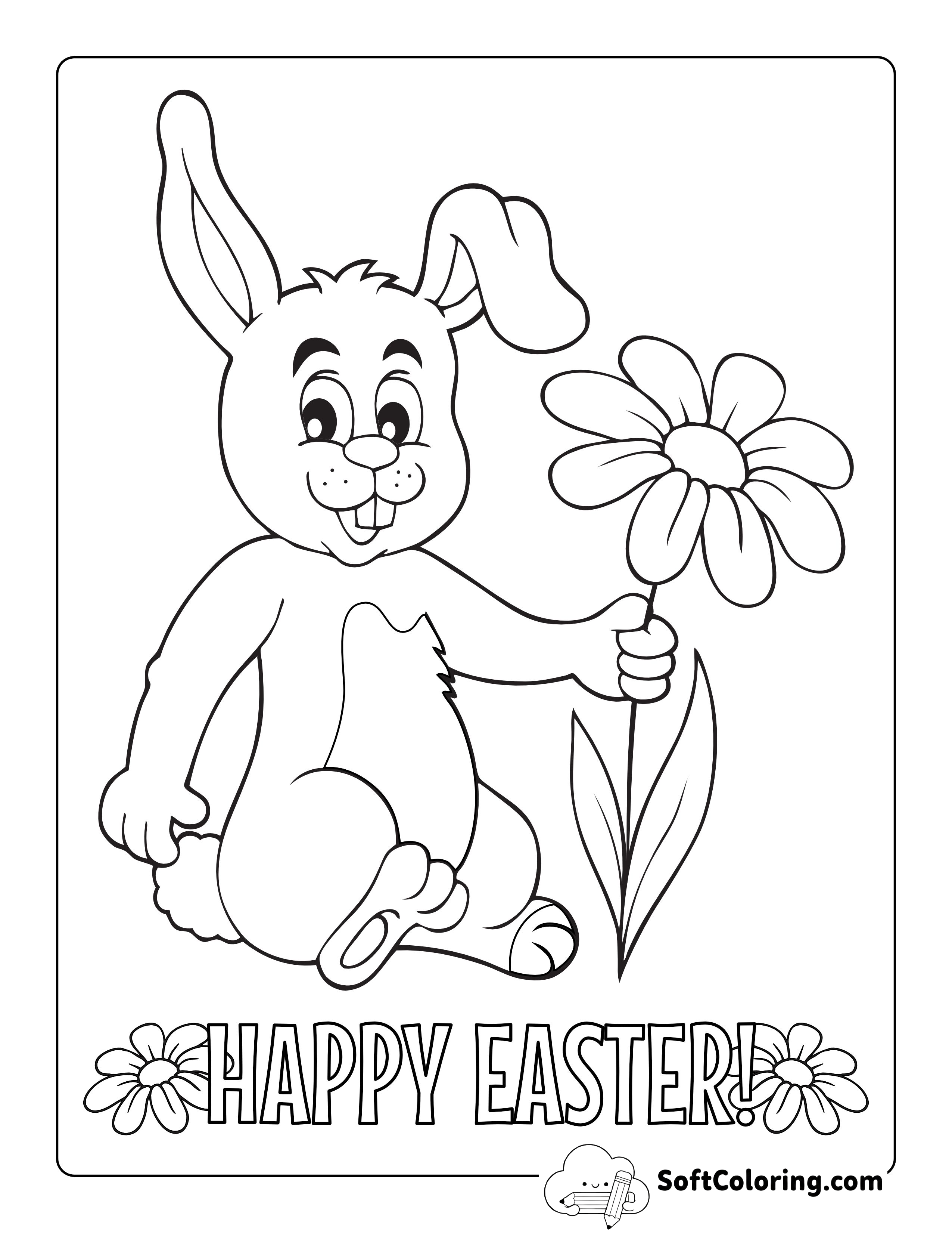 Cute Easter Bunny Coloring Page