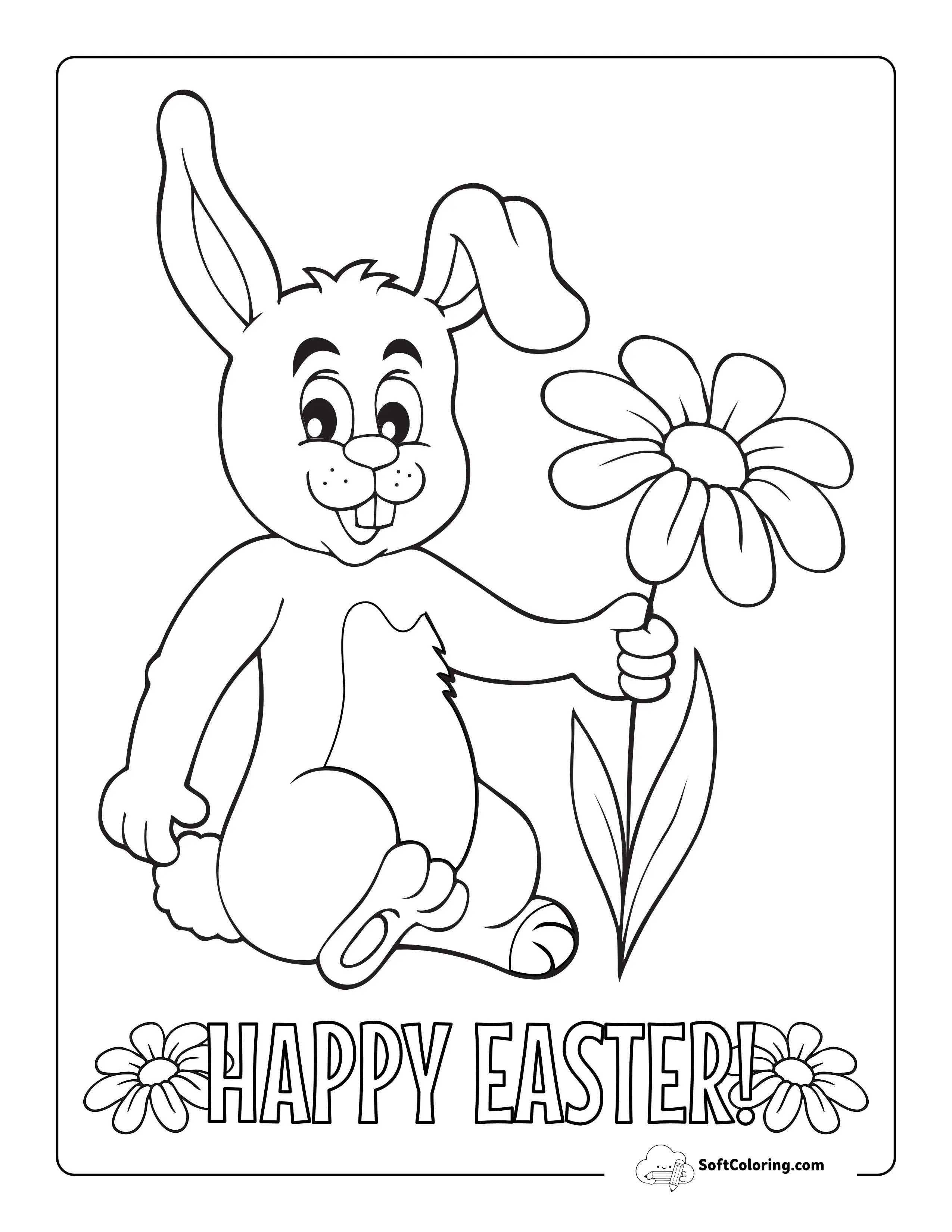Cute Easter Bunny Coloring Page