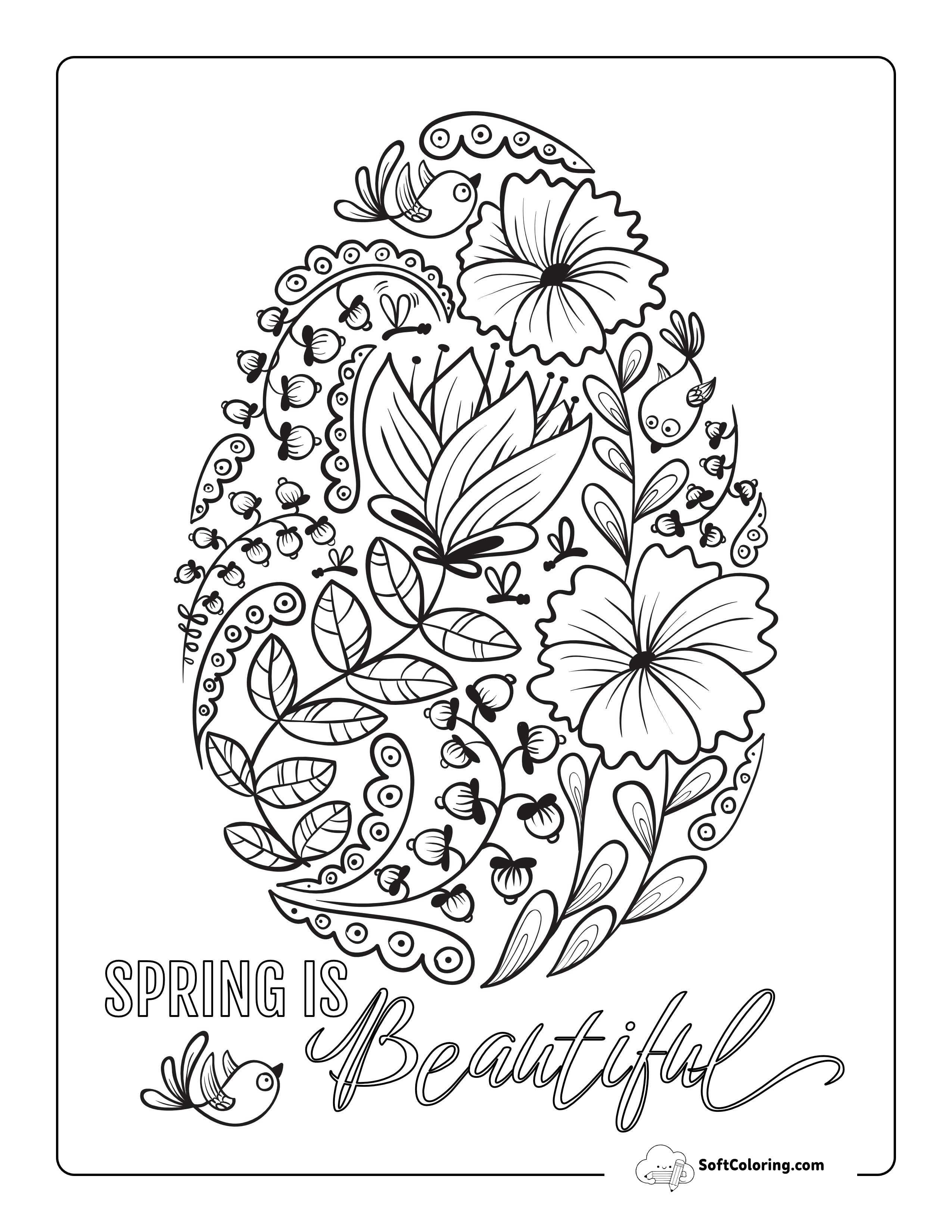 Spring Flower Doodle For Adults