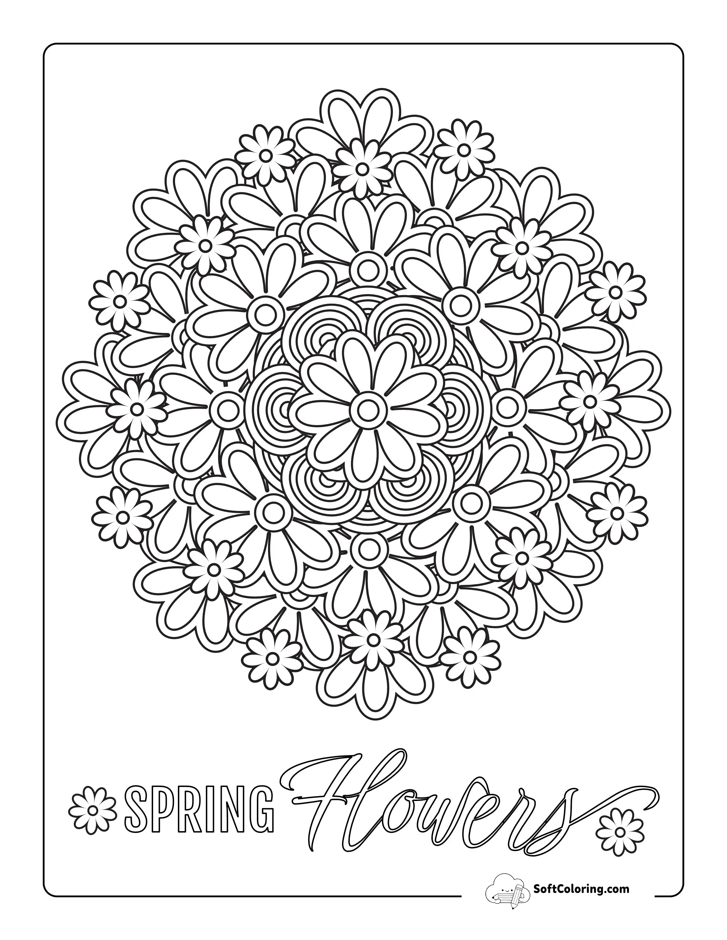 Spring Flowers Mandala For Teens