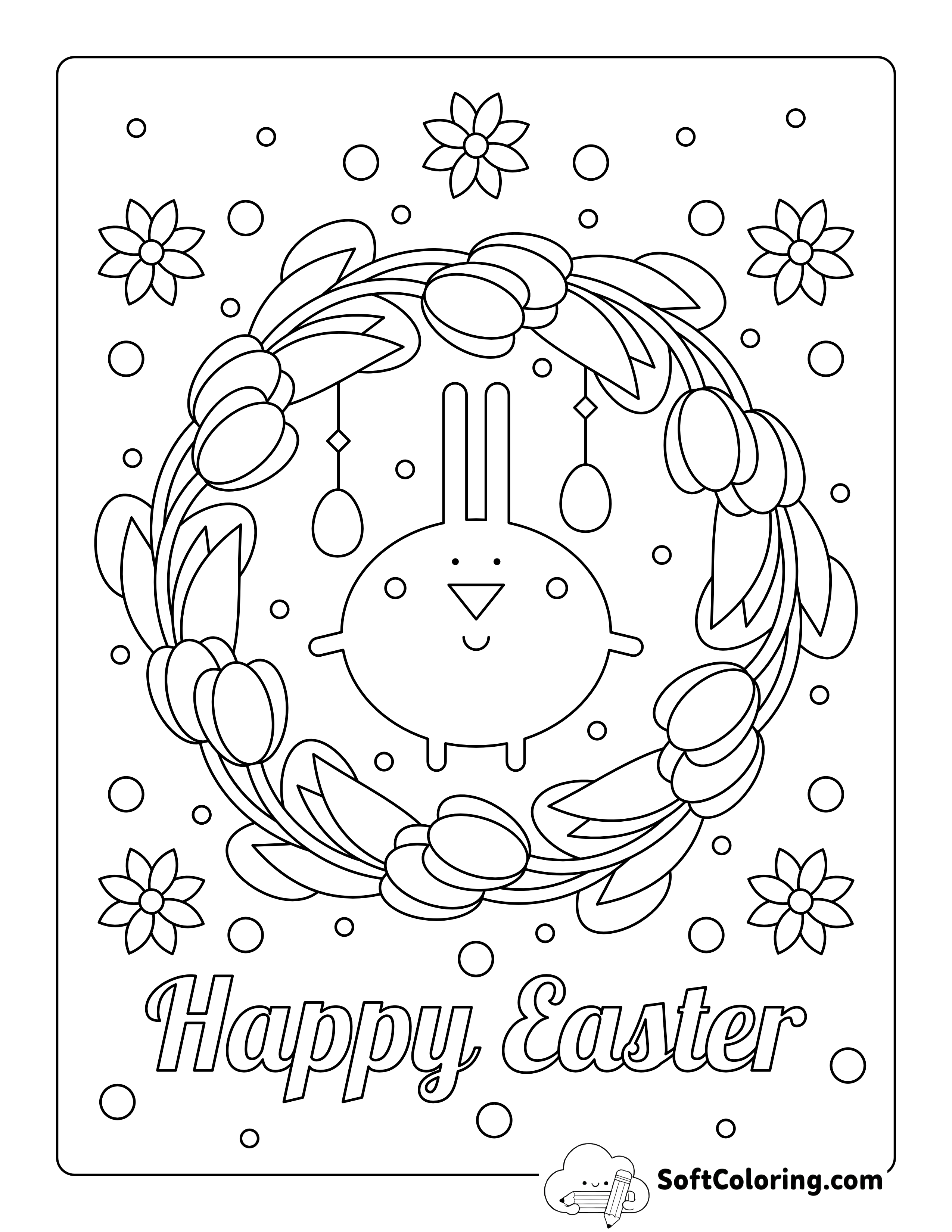 Tulip Wreath Spring Coloring Page