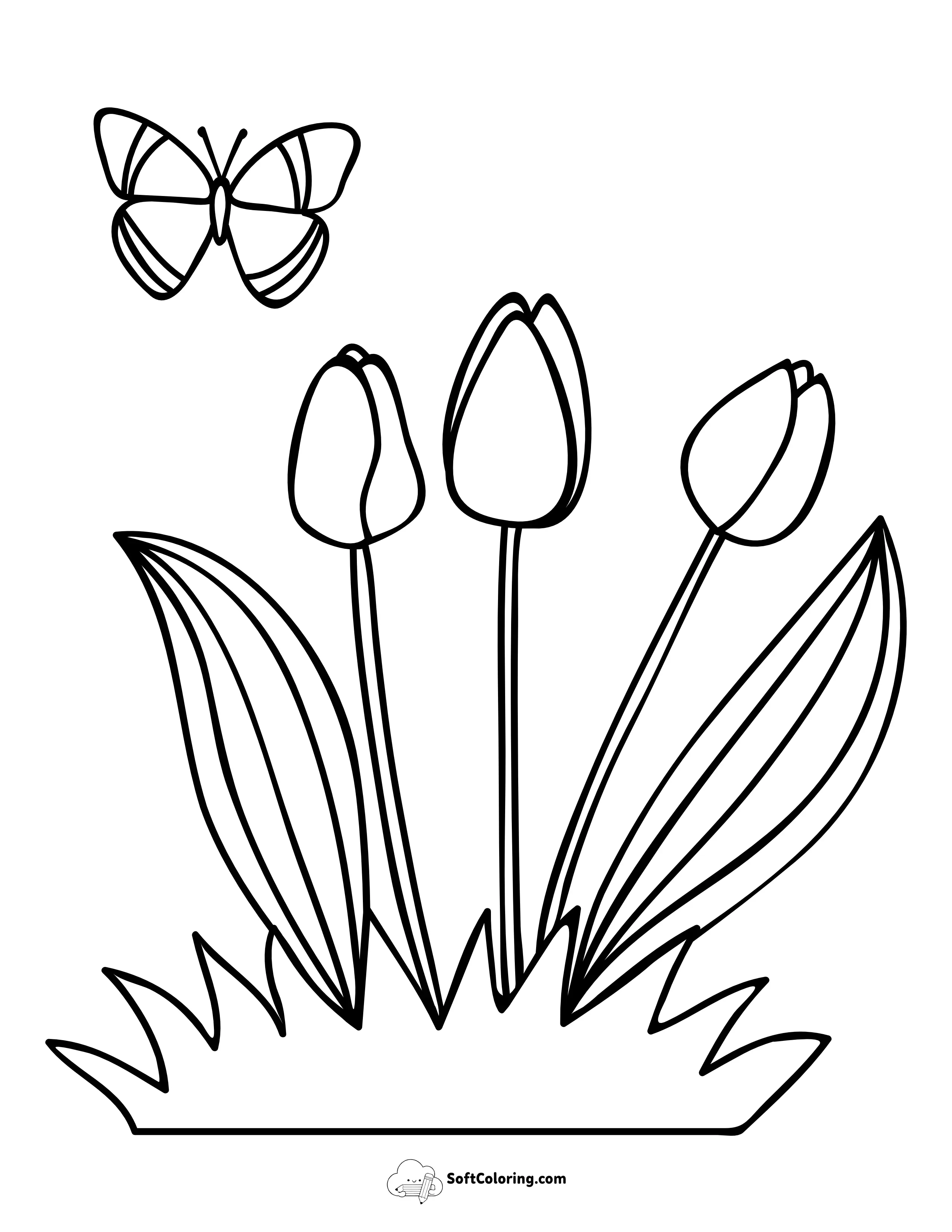 Simple Tulip Outline Printable