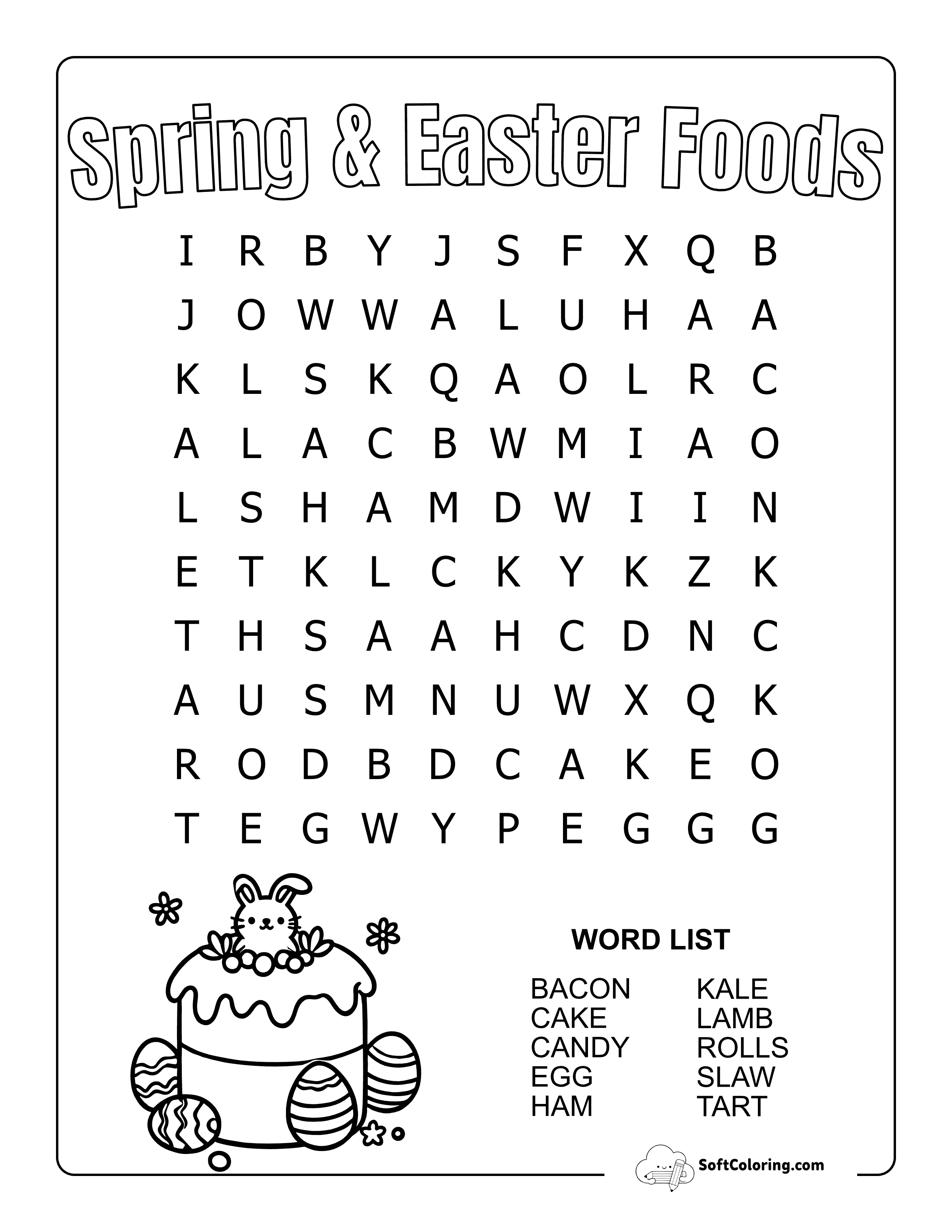 Easy Spring & Easter Food Word Search