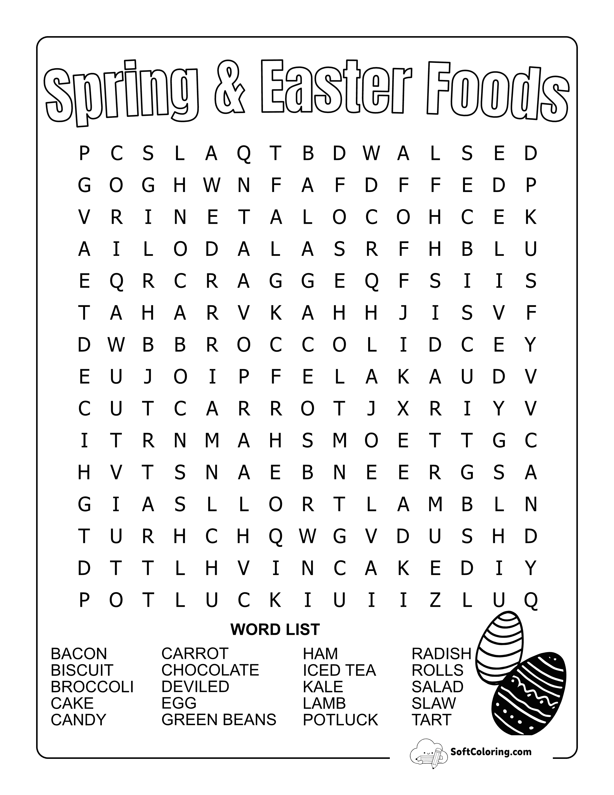 Medium Spring & Easter Food Word Search