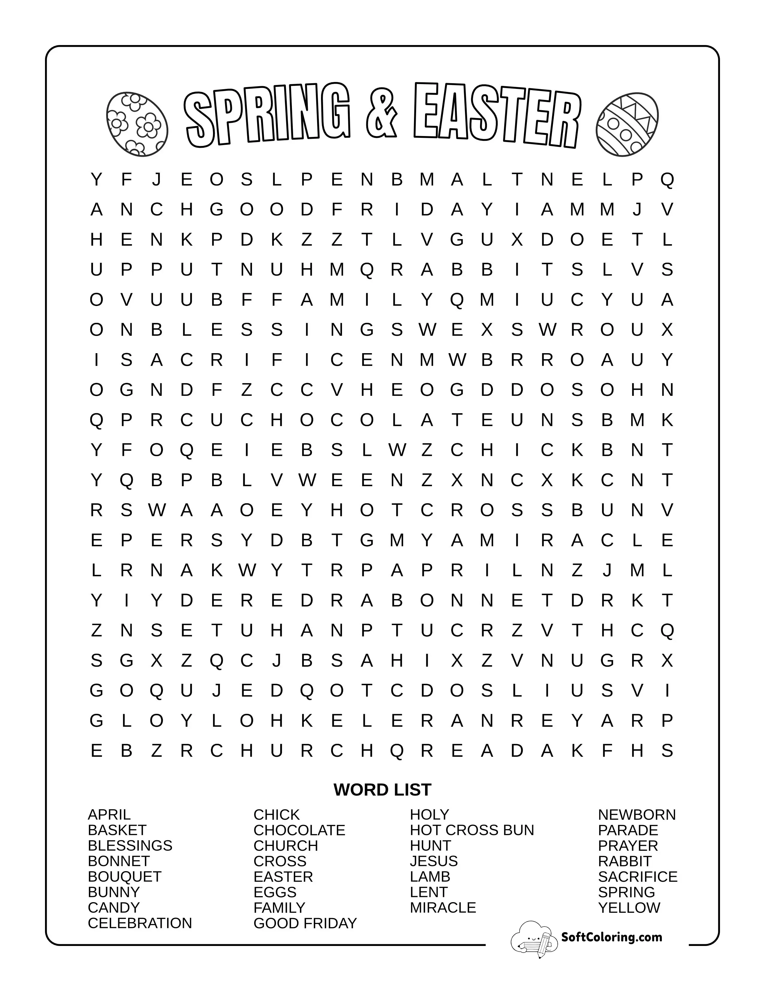 Hard Spring & Easter Word Search