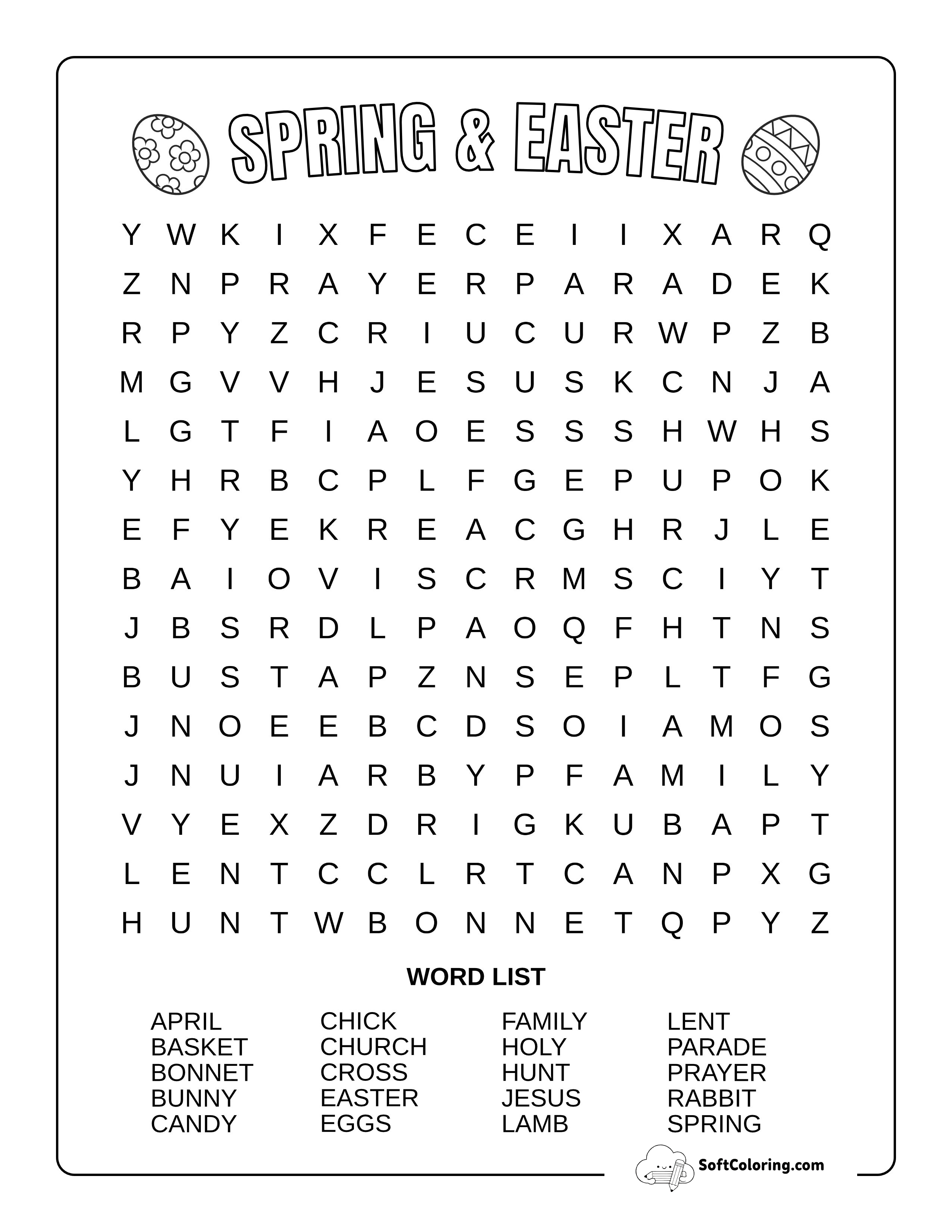 Medium Spring & Easter Word Search