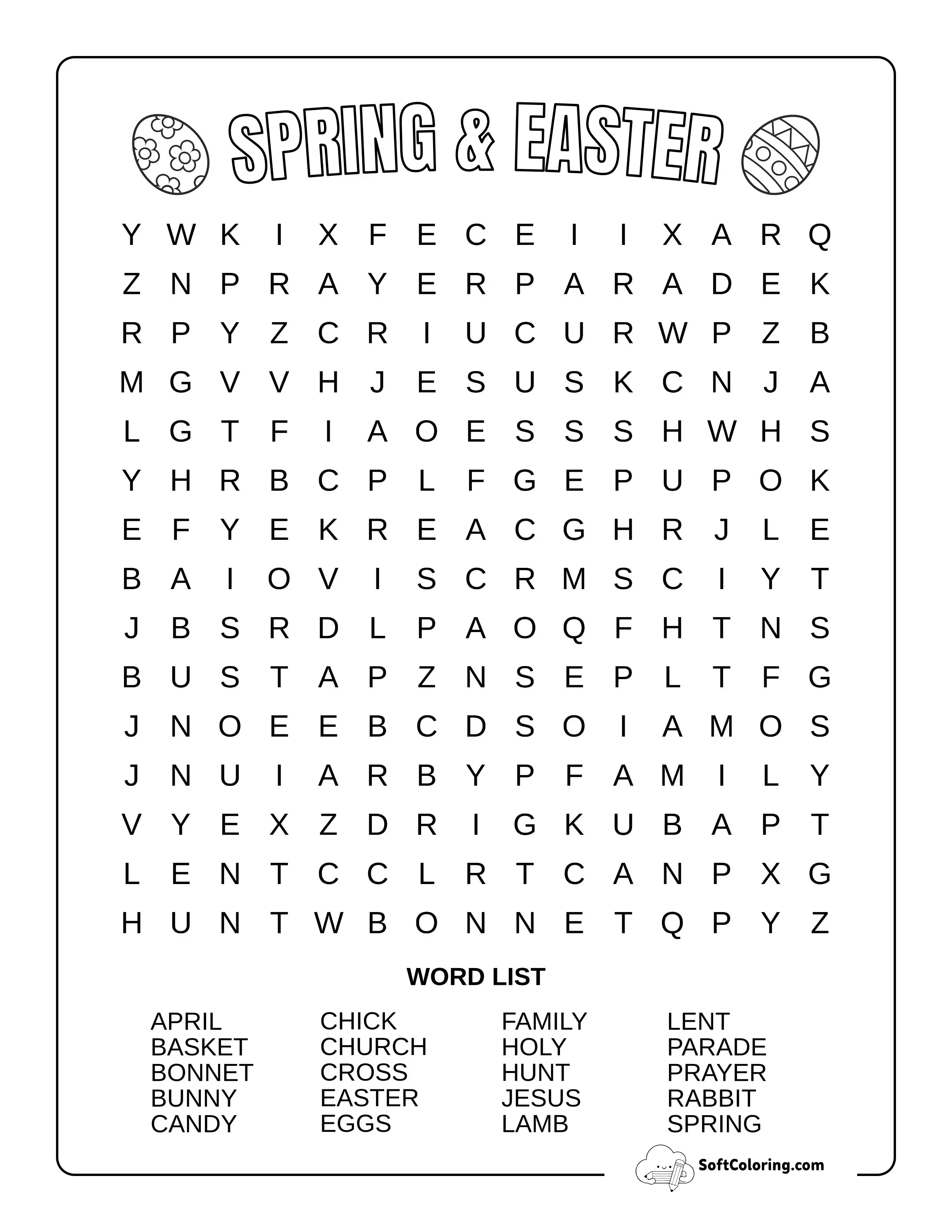 Medium Spring & Easter Word Search
