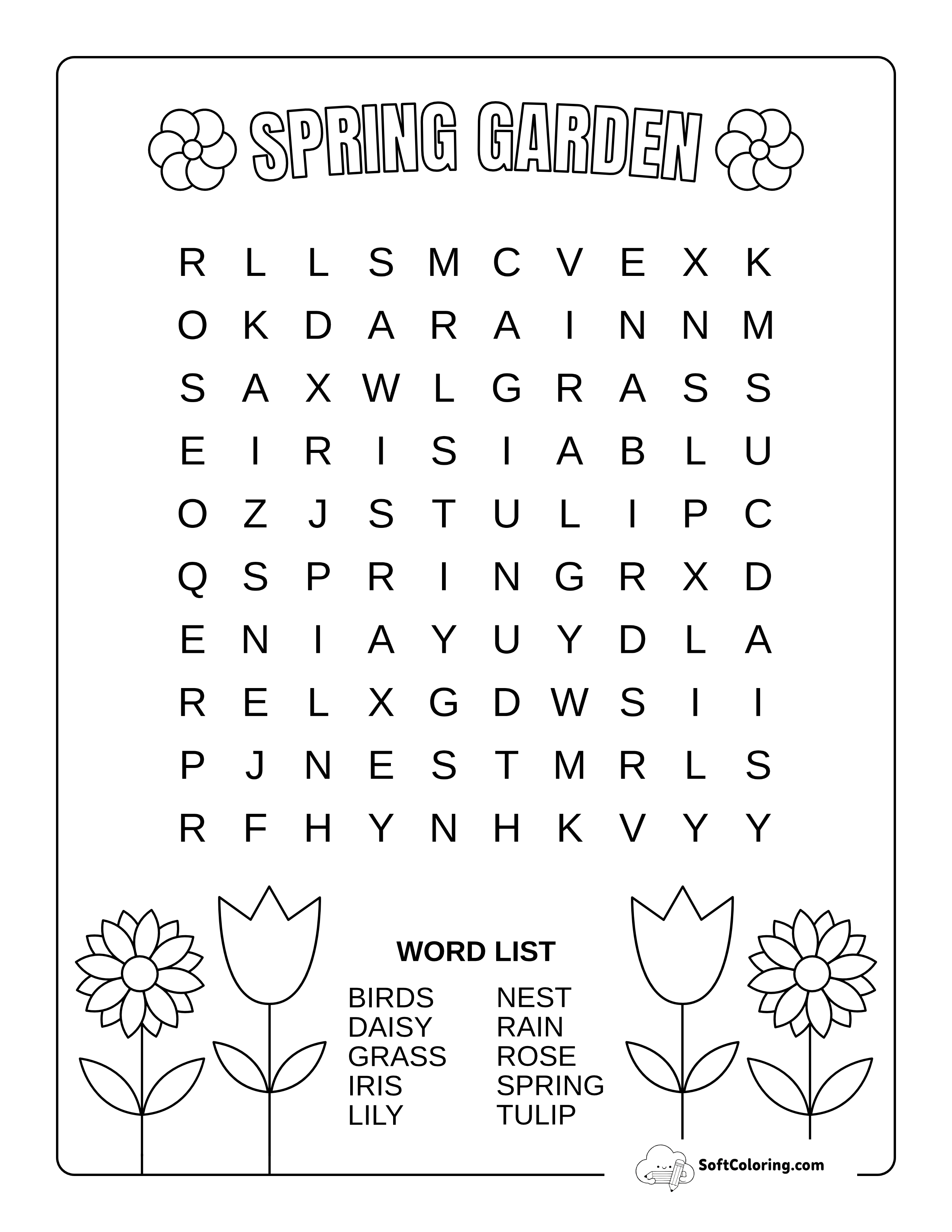 Easy Spring Garden Word Search