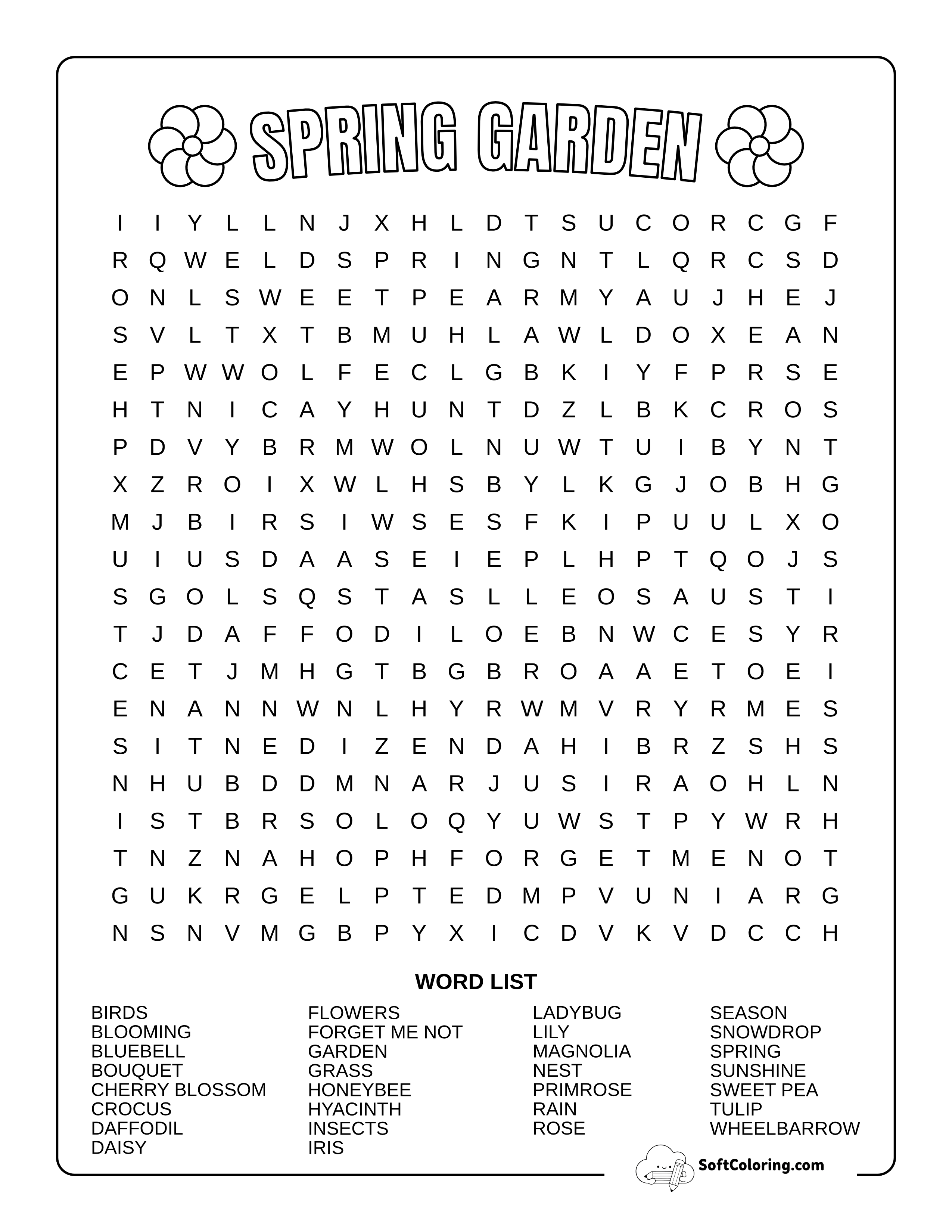Hard Spring Garden Word Search