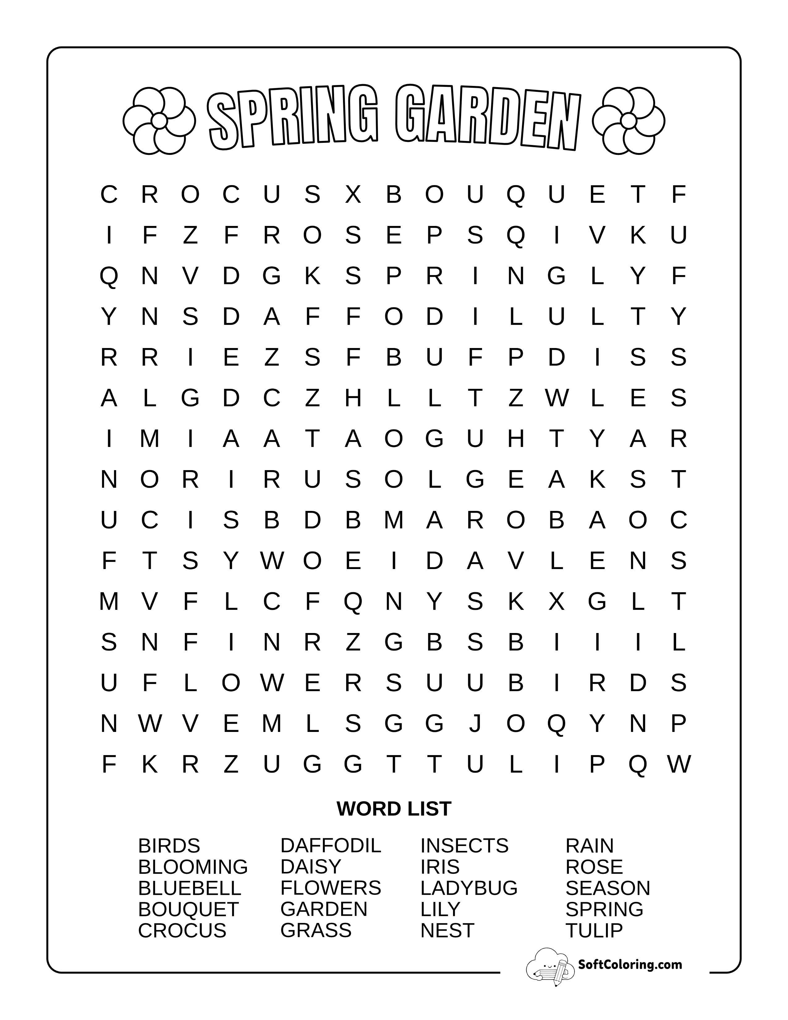 Medium Spring Garden Word Search