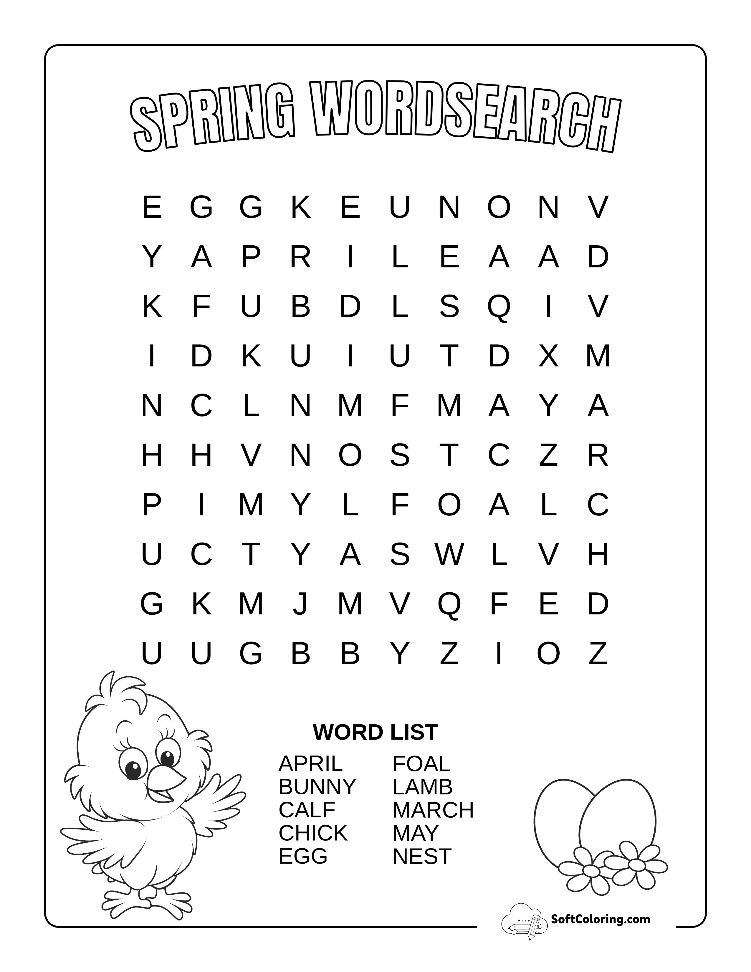 Easy Spring Word Search