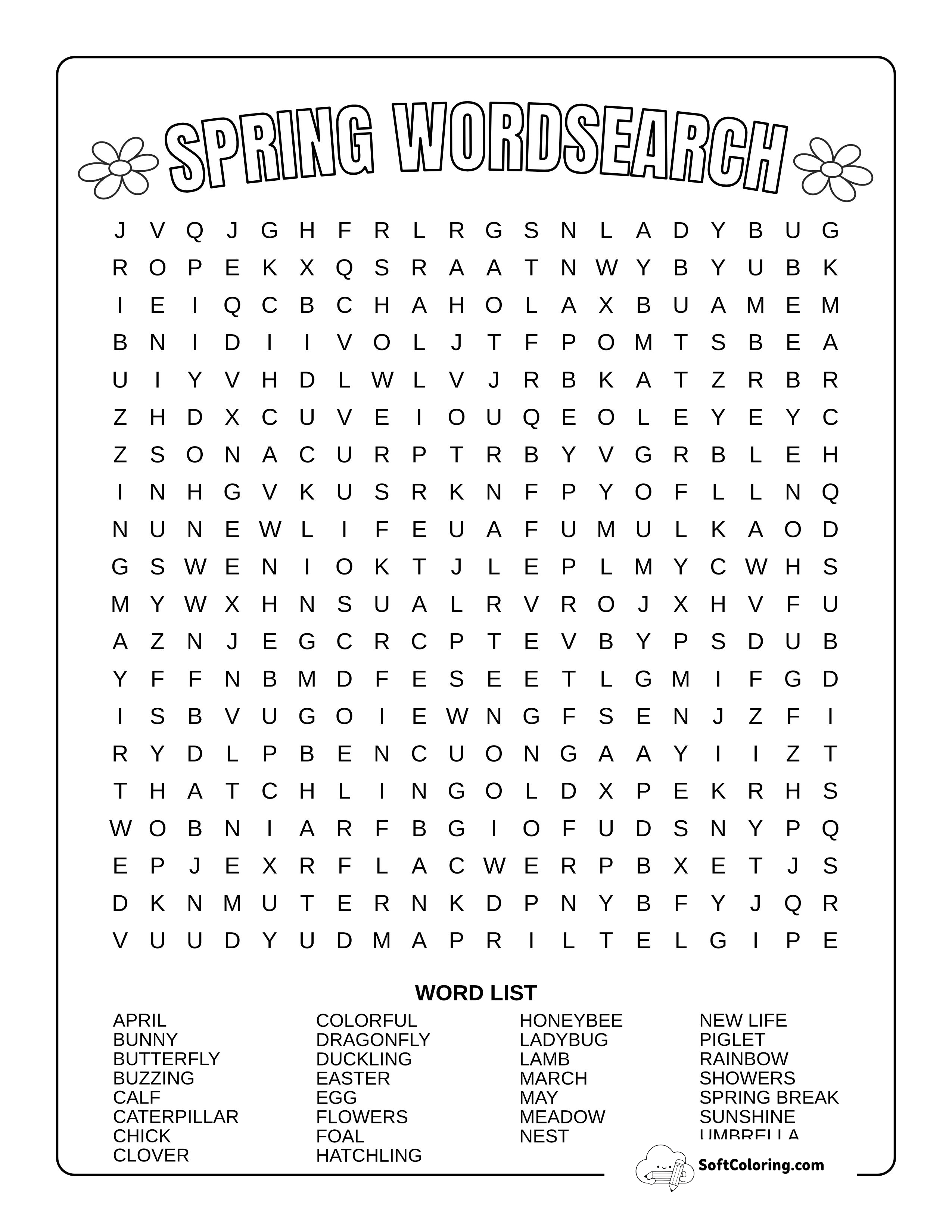 Hard Spring Word Search