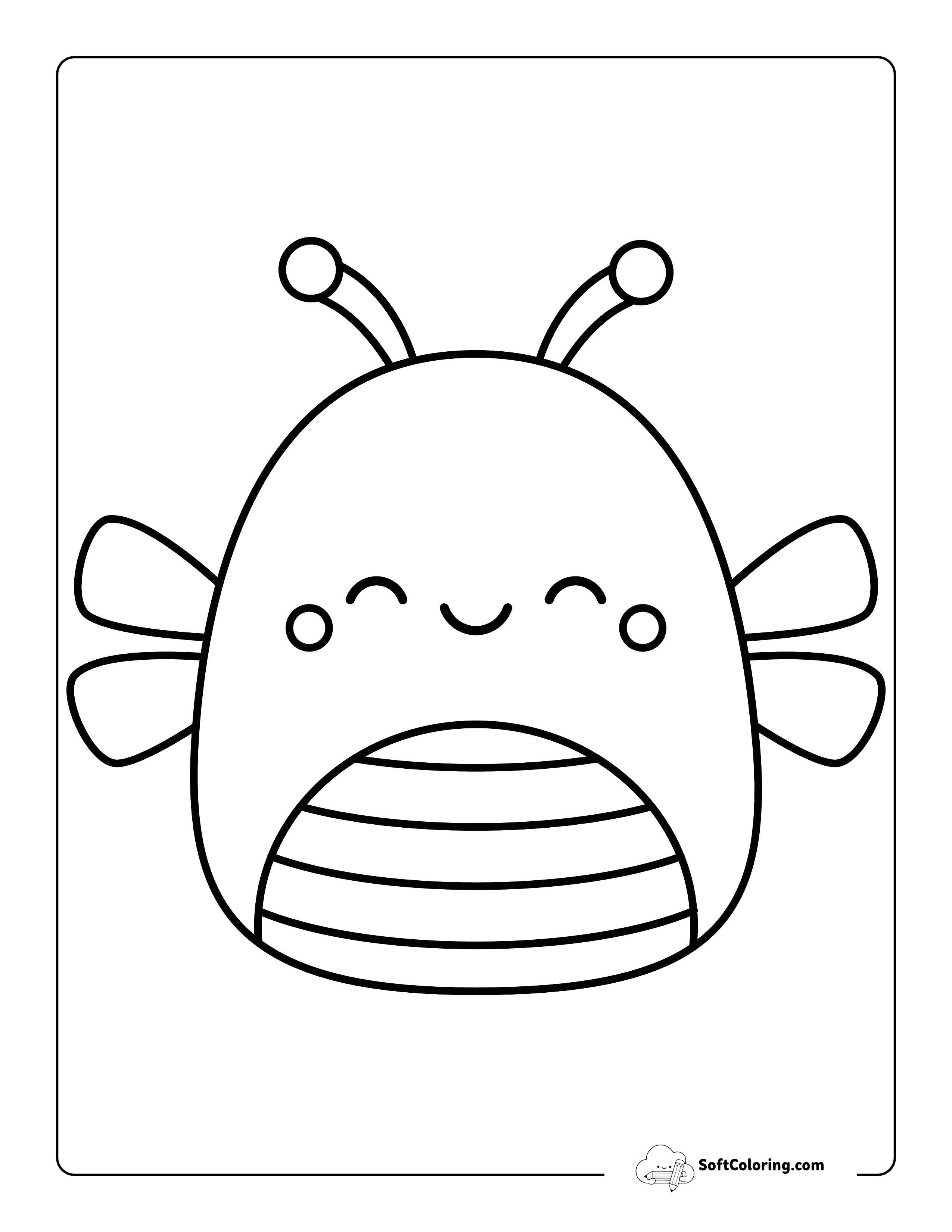 Cute Bee Squishmallow-Inspired Coloring Sheet