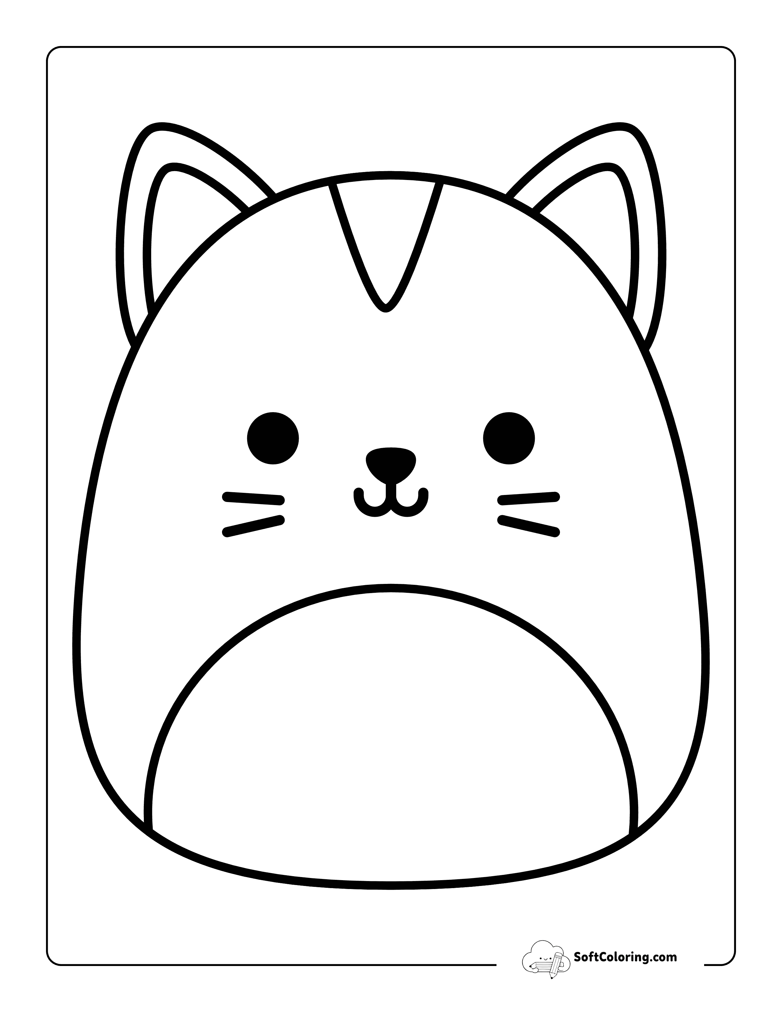 Cat Squishmallow-Inspired Coloring Sheet