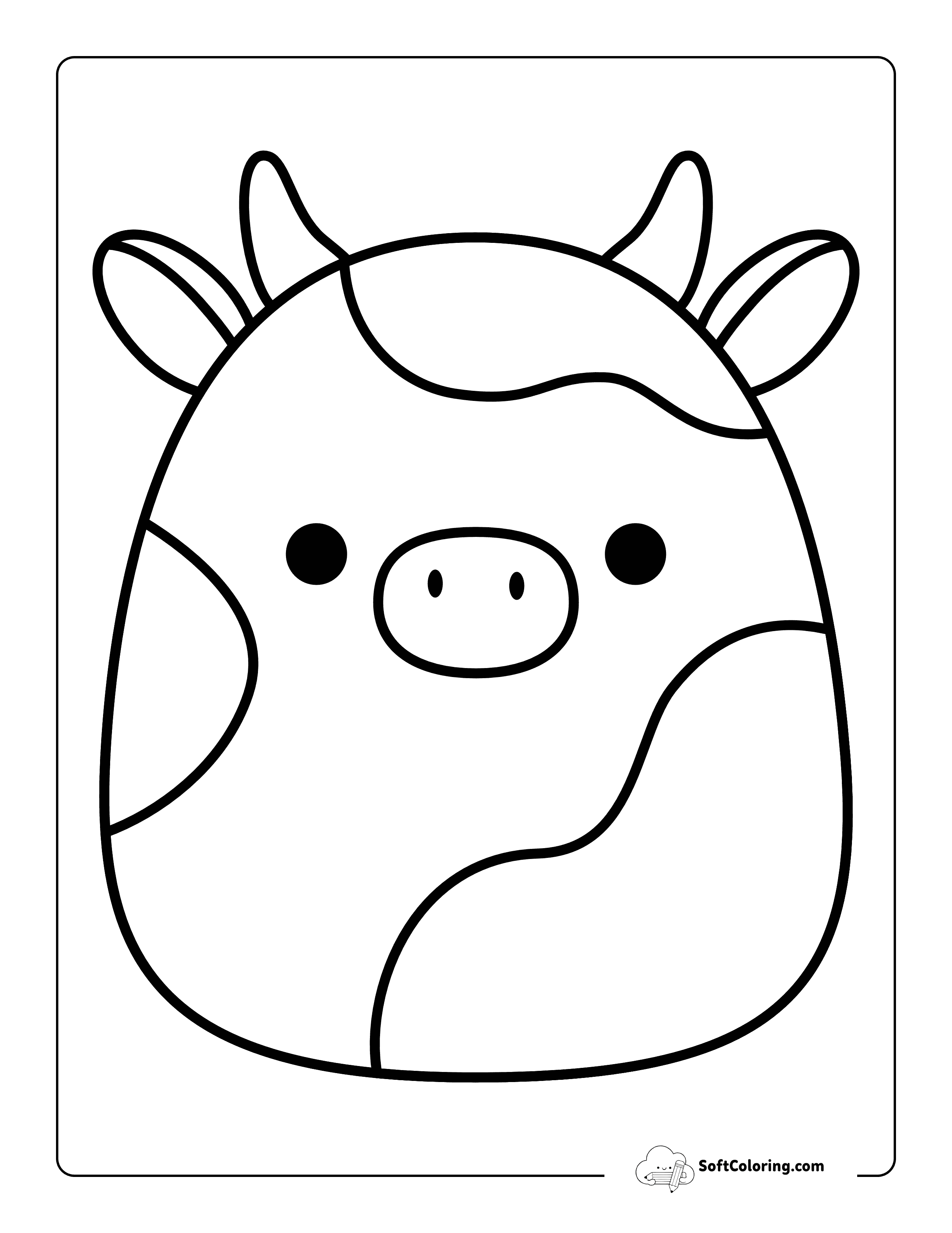 Coloring Page Inspired By Cow Squishmallow