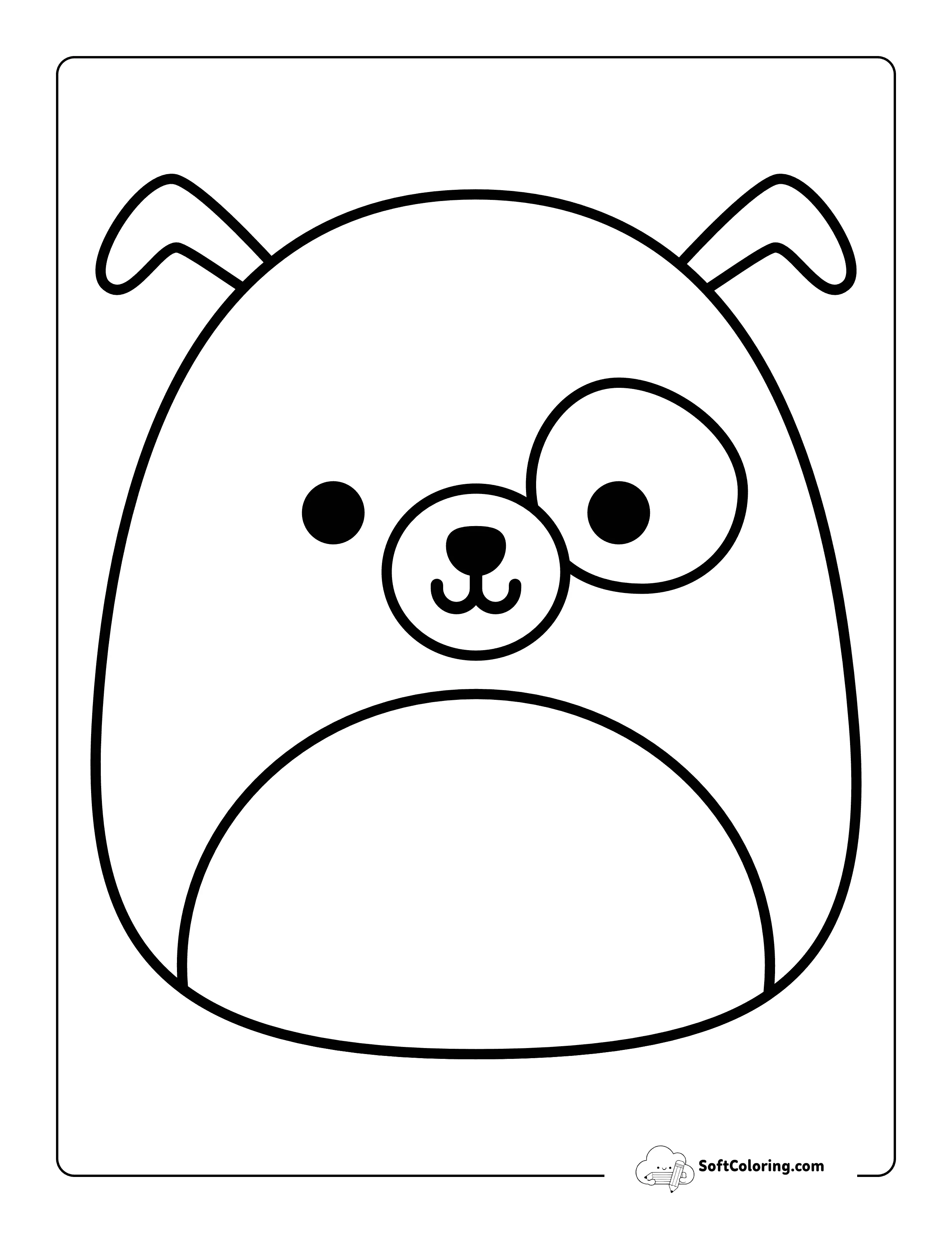 Cute Dog Squimallow-Inspired Coloring Page