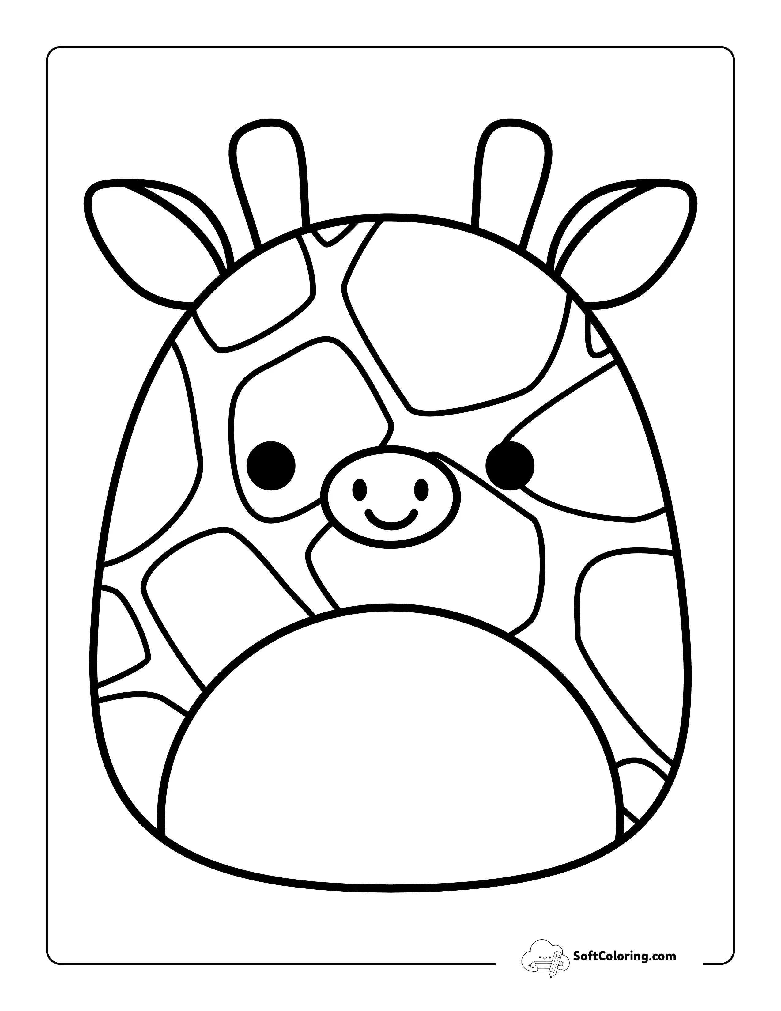 Cute Giraffe Squishmallow-Inspired Coloring Page