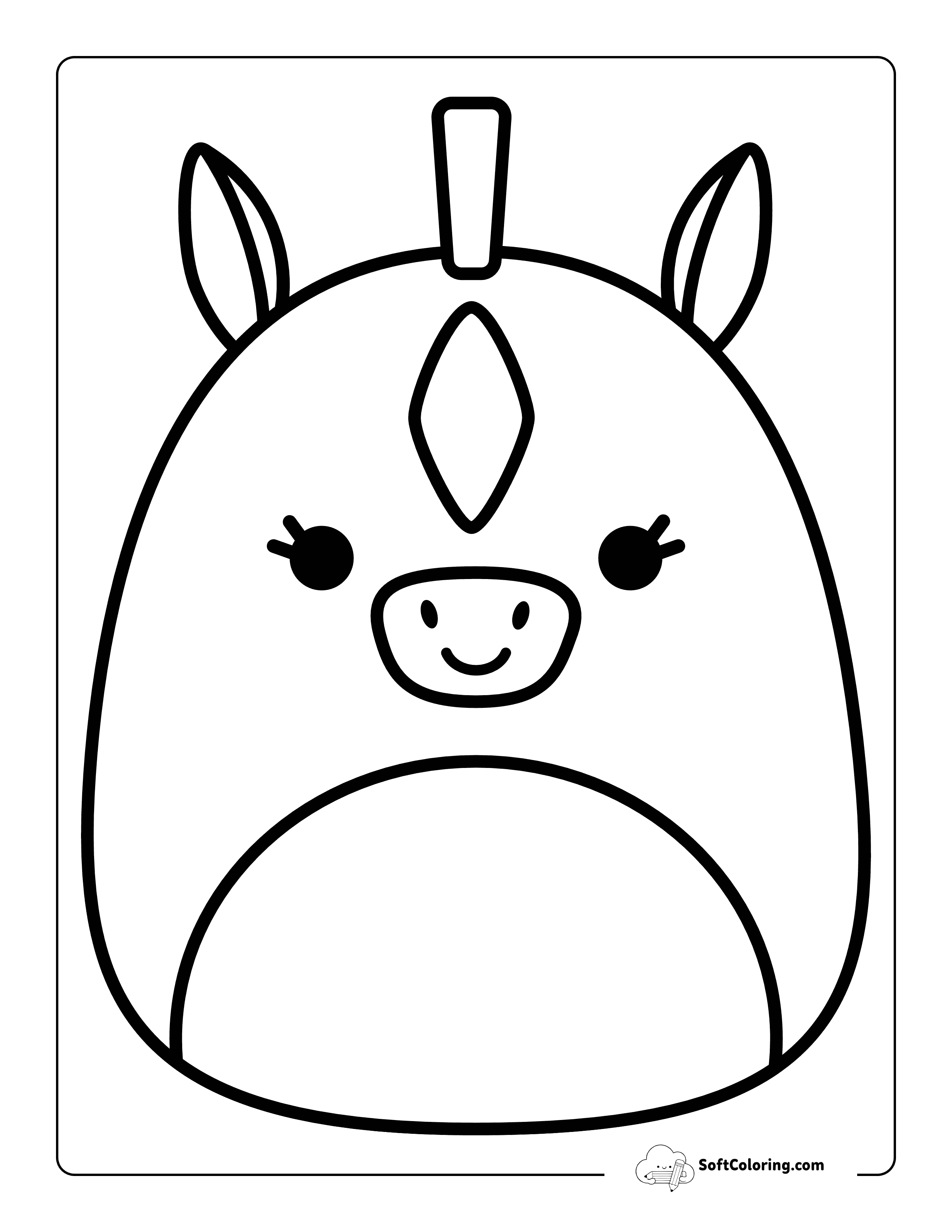 Cute Horse Squishmallow-Inspired Coloring Sheet For Kids