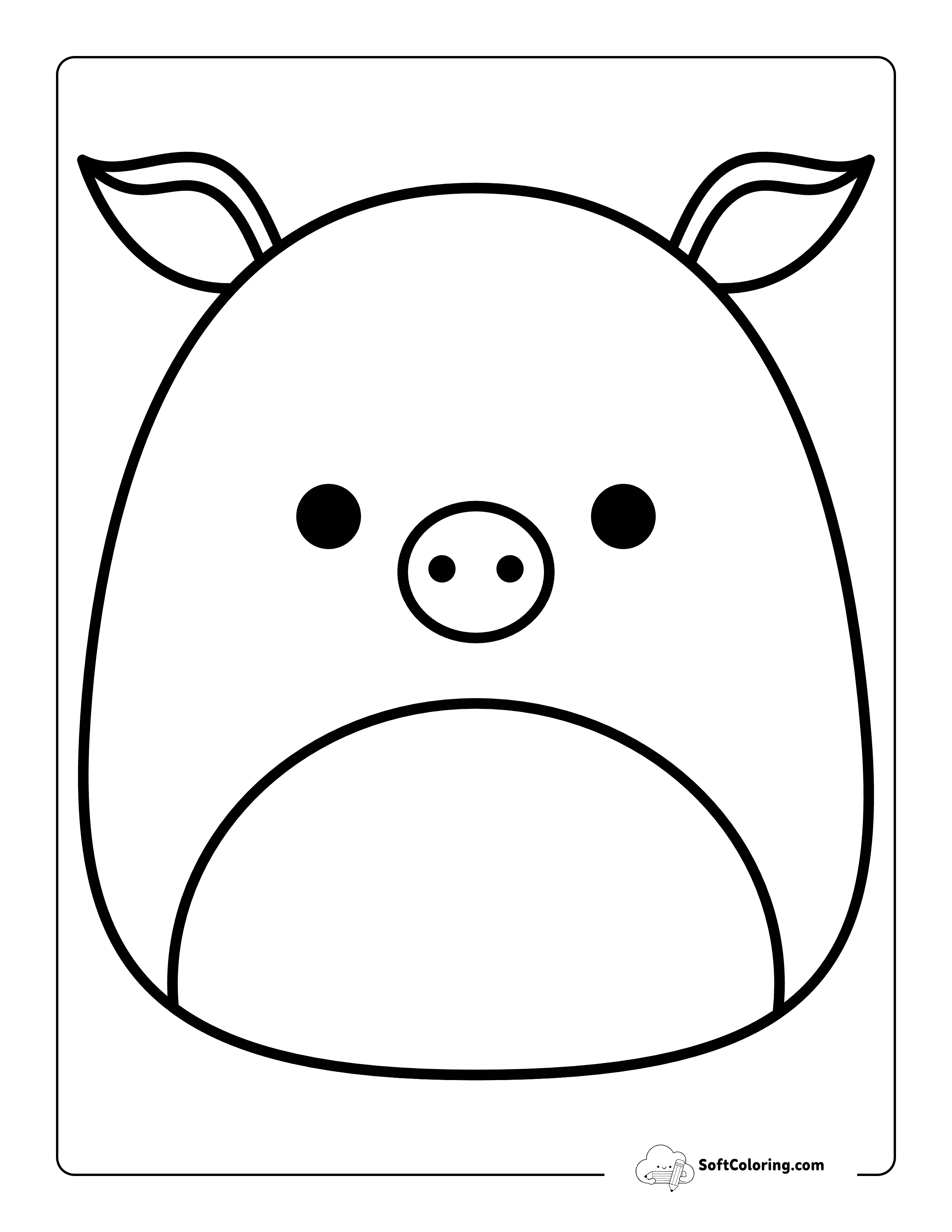 Cute Pig Squishmallow-Inspired Coloring Page