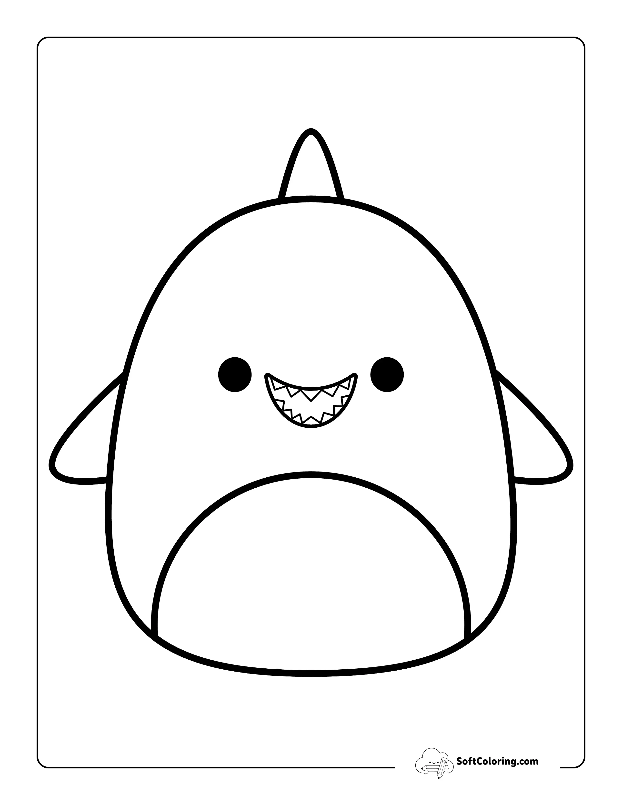 Coloring Sheet Inspired By Shark Squishmallow