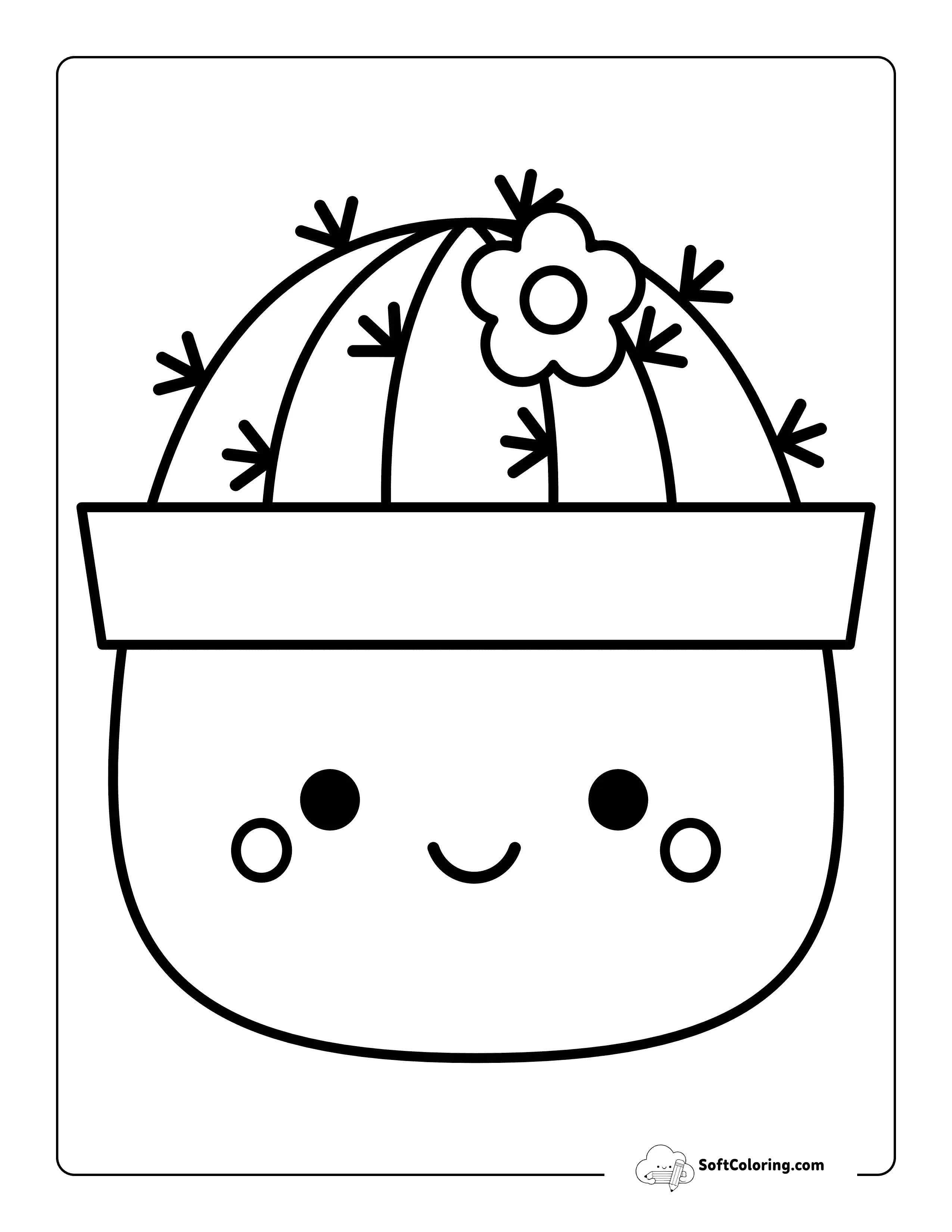 Cute Cactus Squishmallow-Inspired Coloring Sheet