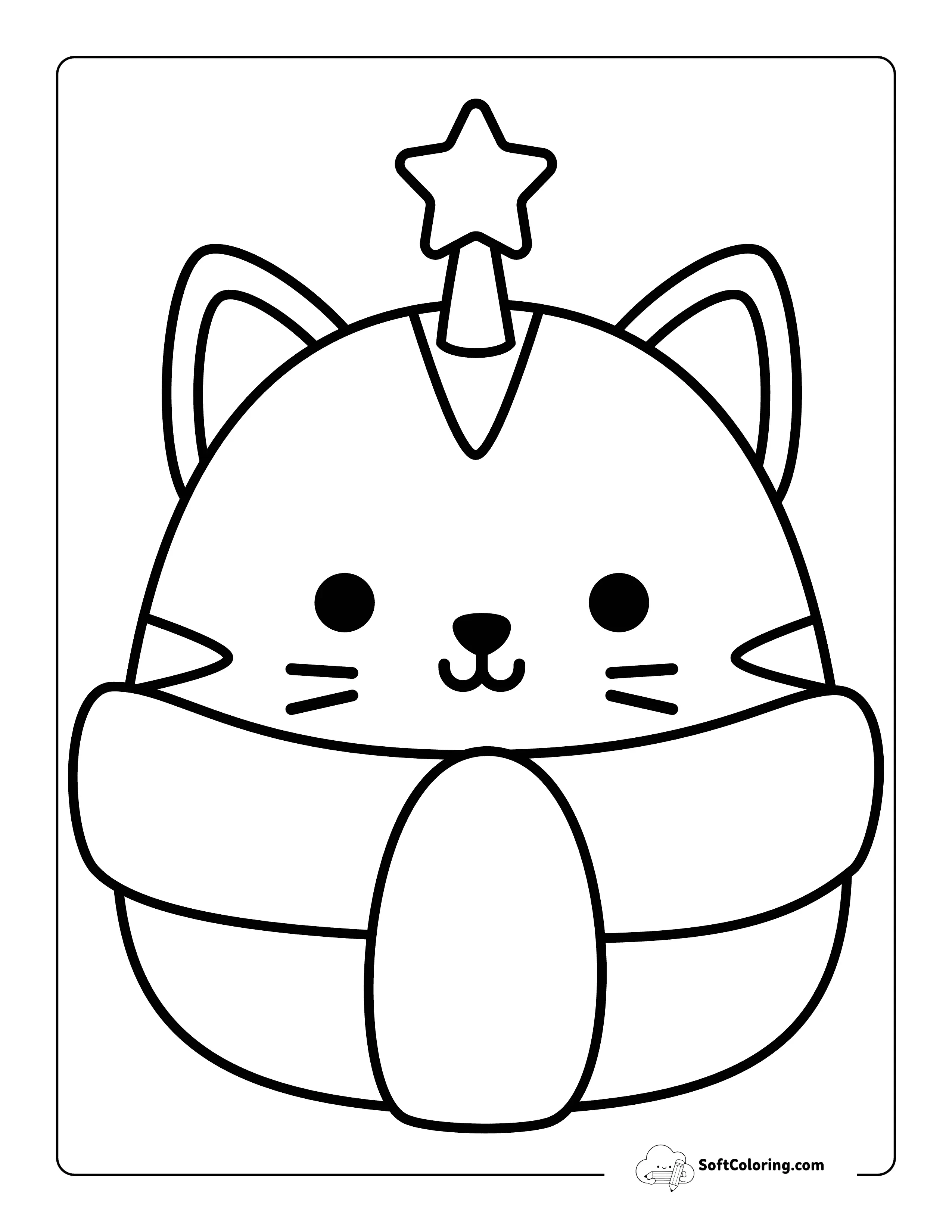 Cat Christmas Squishmallow-Inspired Coloring Page