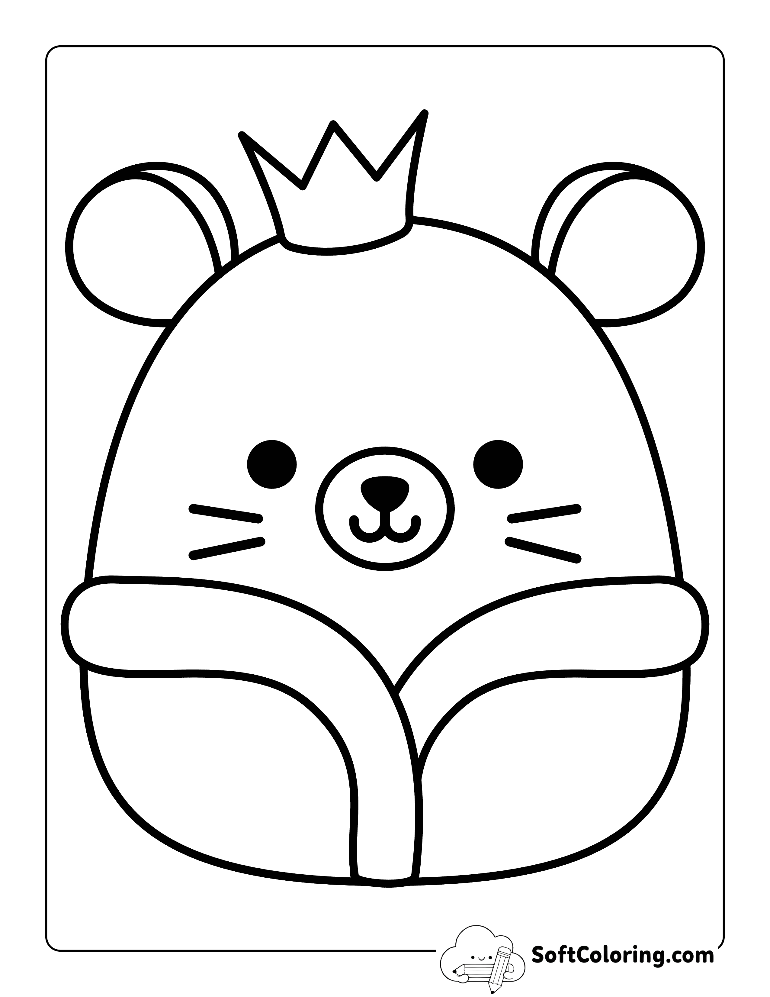 Cute Mouse King Christmas Squishmallow-Inspired Coloring Sheet