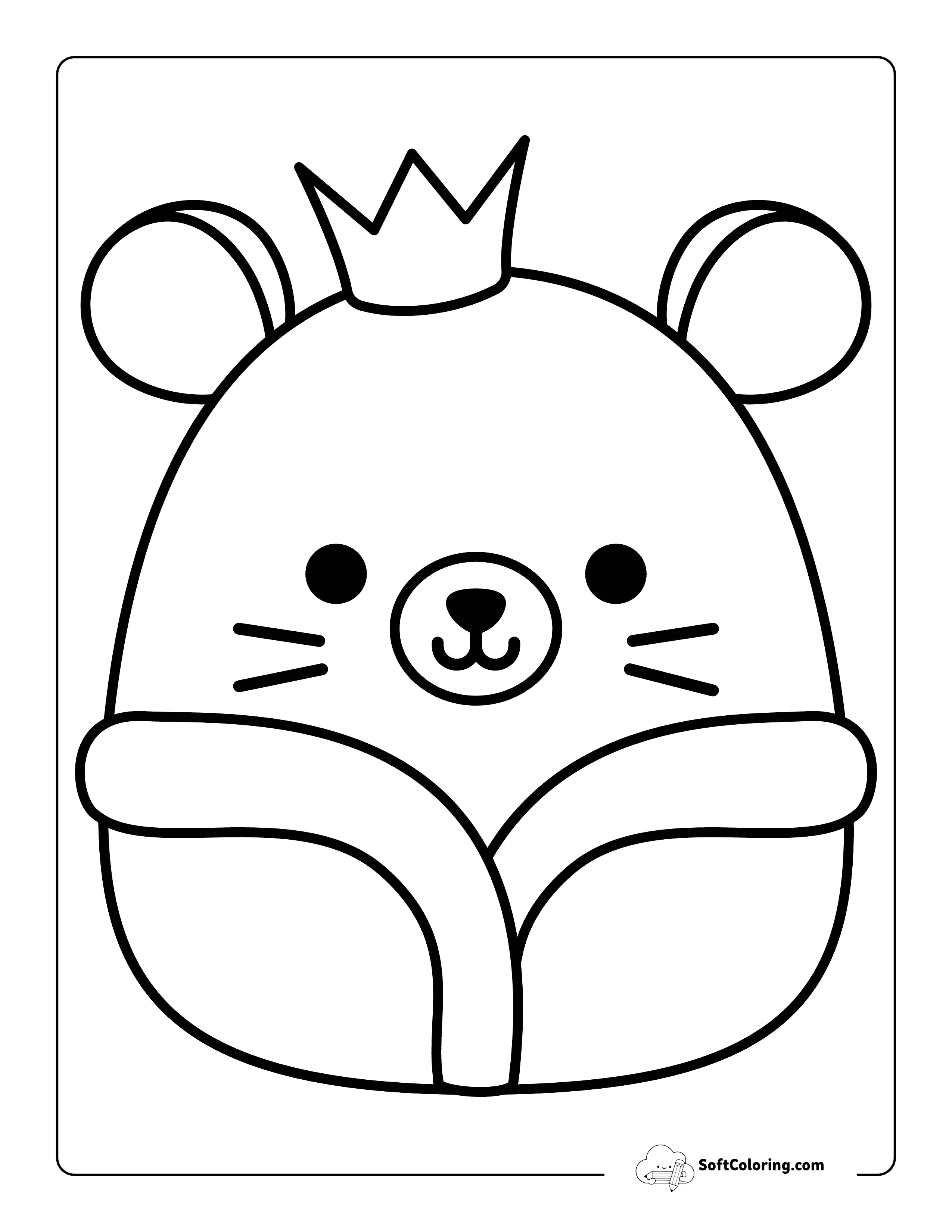 Cute Mouse King Christmas Squishmallow-Inspired Coloring Sheet