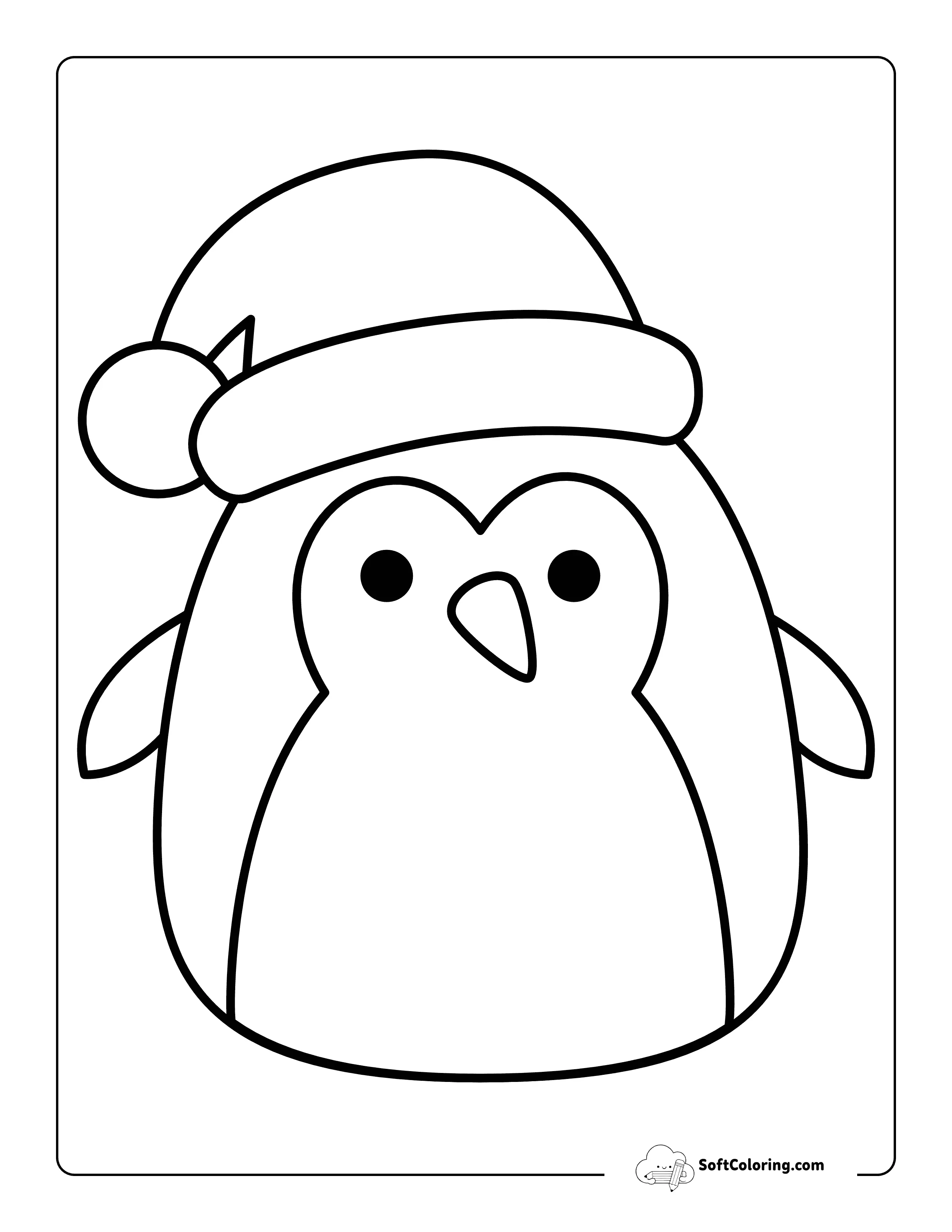 Cute Penguin Christmas Squishmallow-Inspired Outline