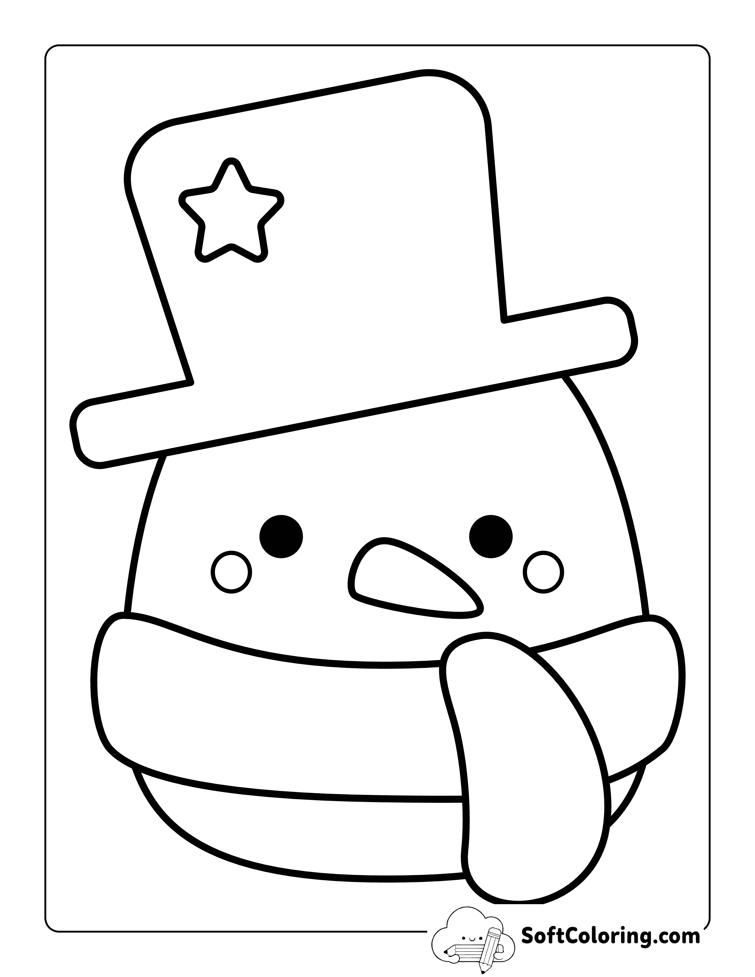 Snowman Christmas Squimallow-Inspired Outline Printable