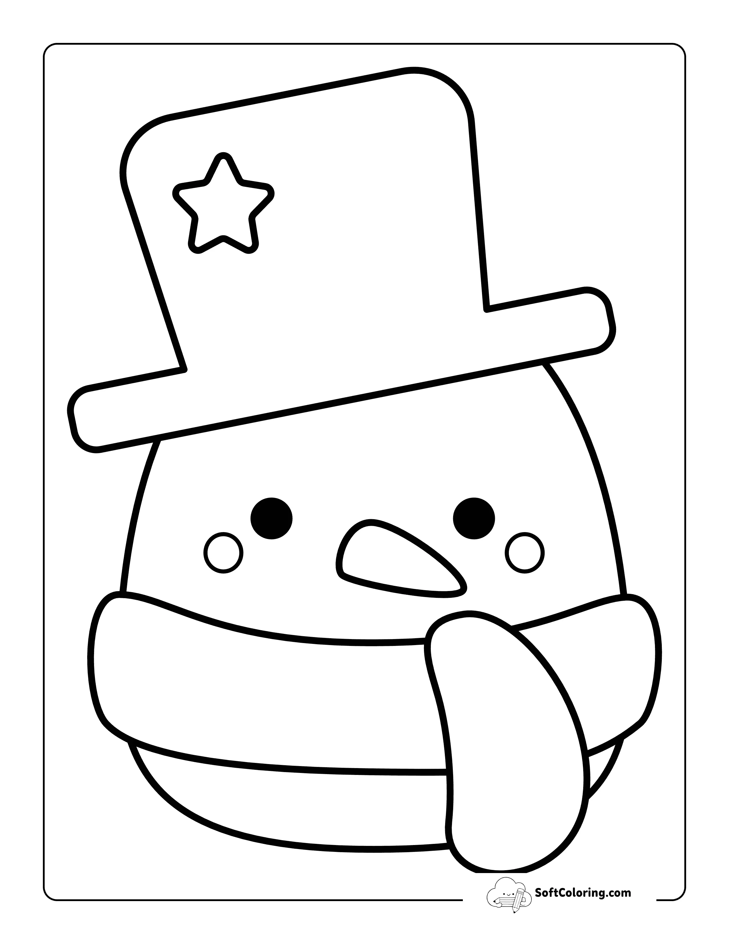 Snowman Christmas Squimallow-Inspired Outline Printable