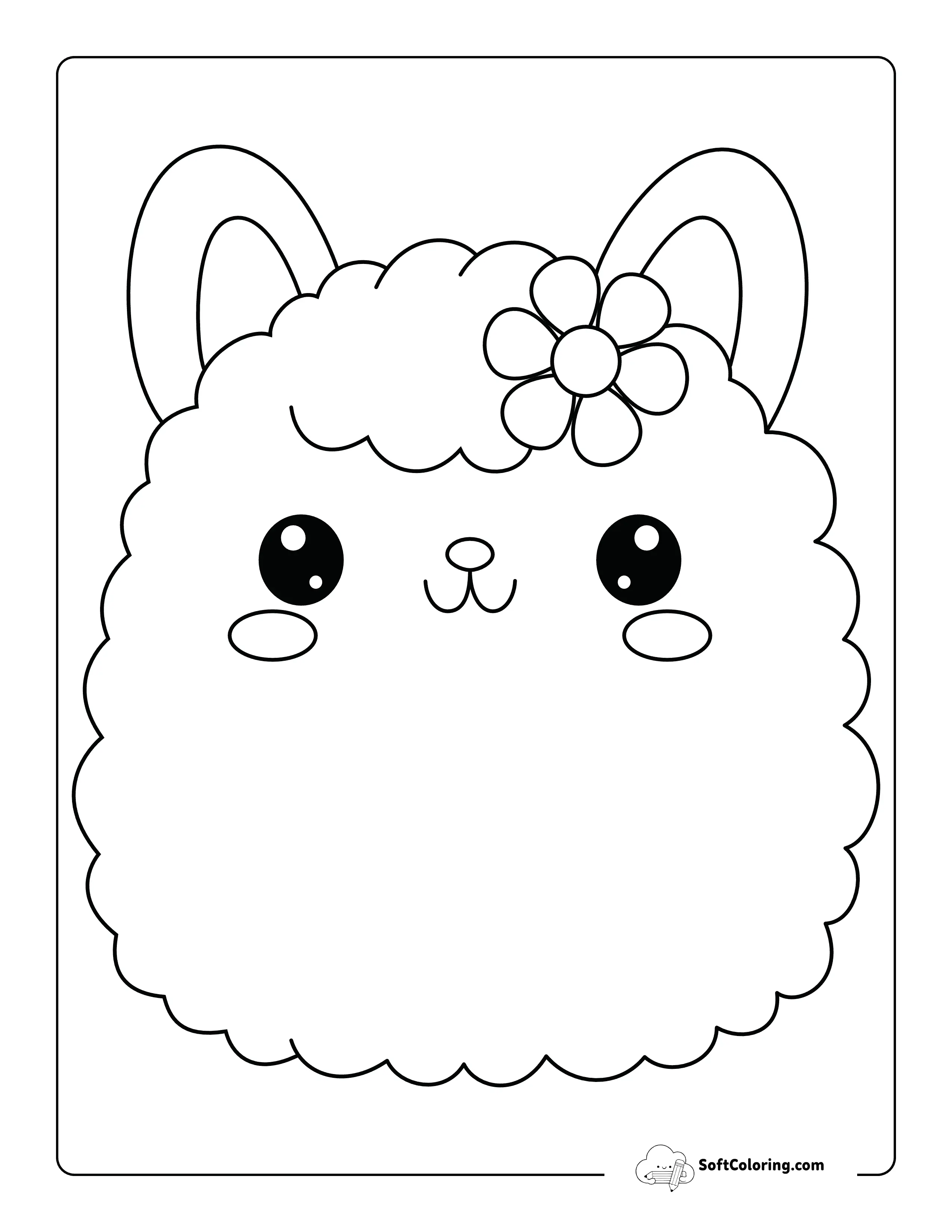 Cute Llama Squishmallow-Inspired Outline Printable
