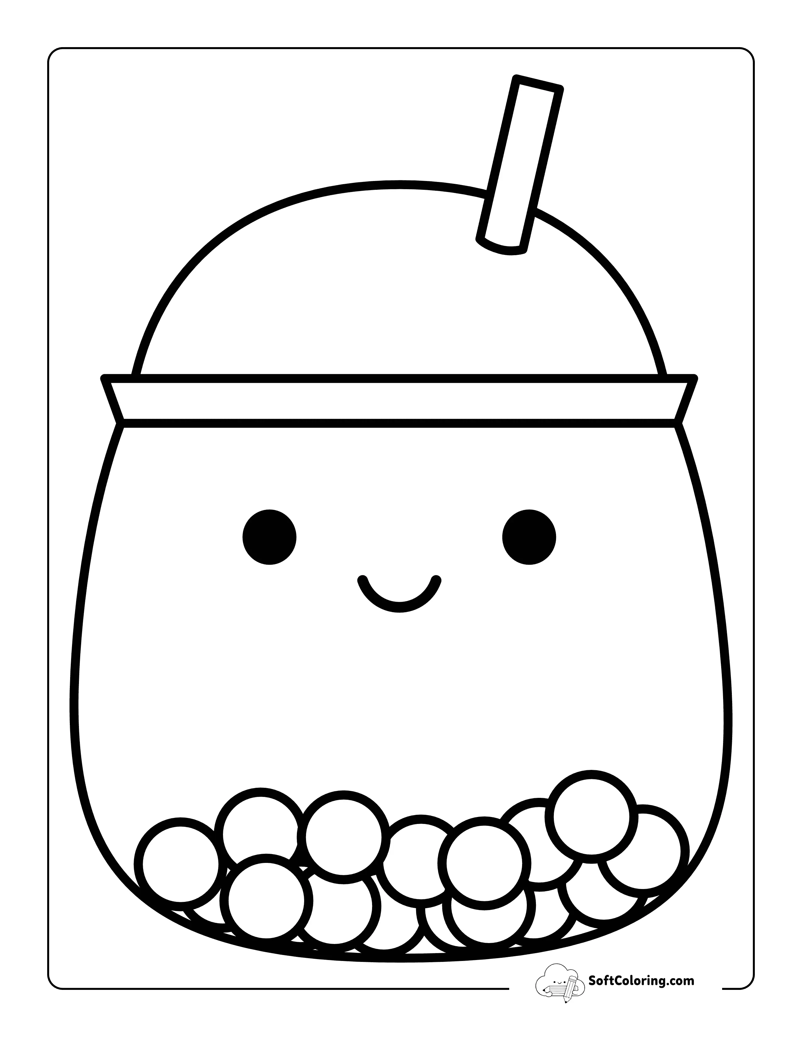 Kids Coloring Sheet Inspired By Boba Squishmallow