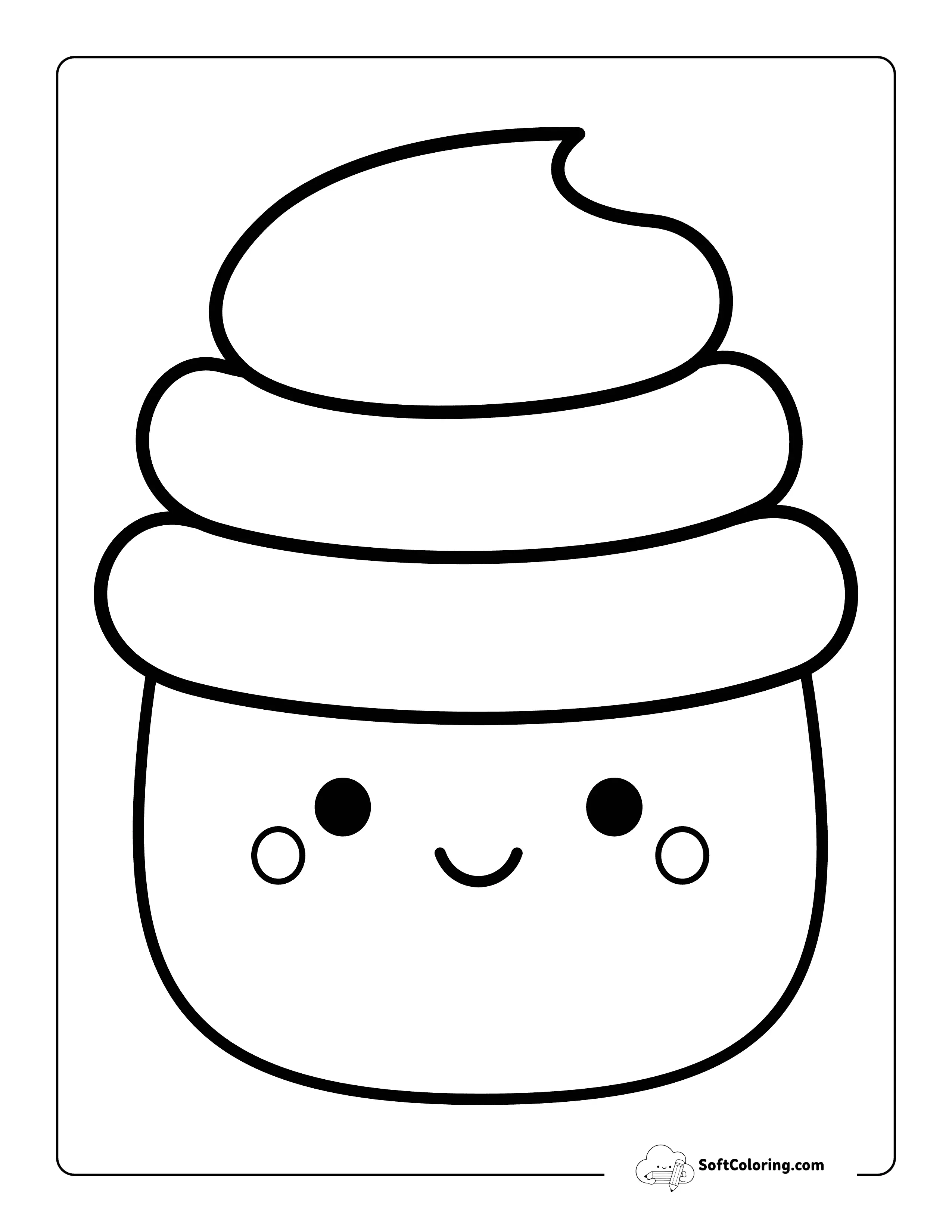 Kawaii Food Coloring Page Inspired By Cupcake Squishmallow