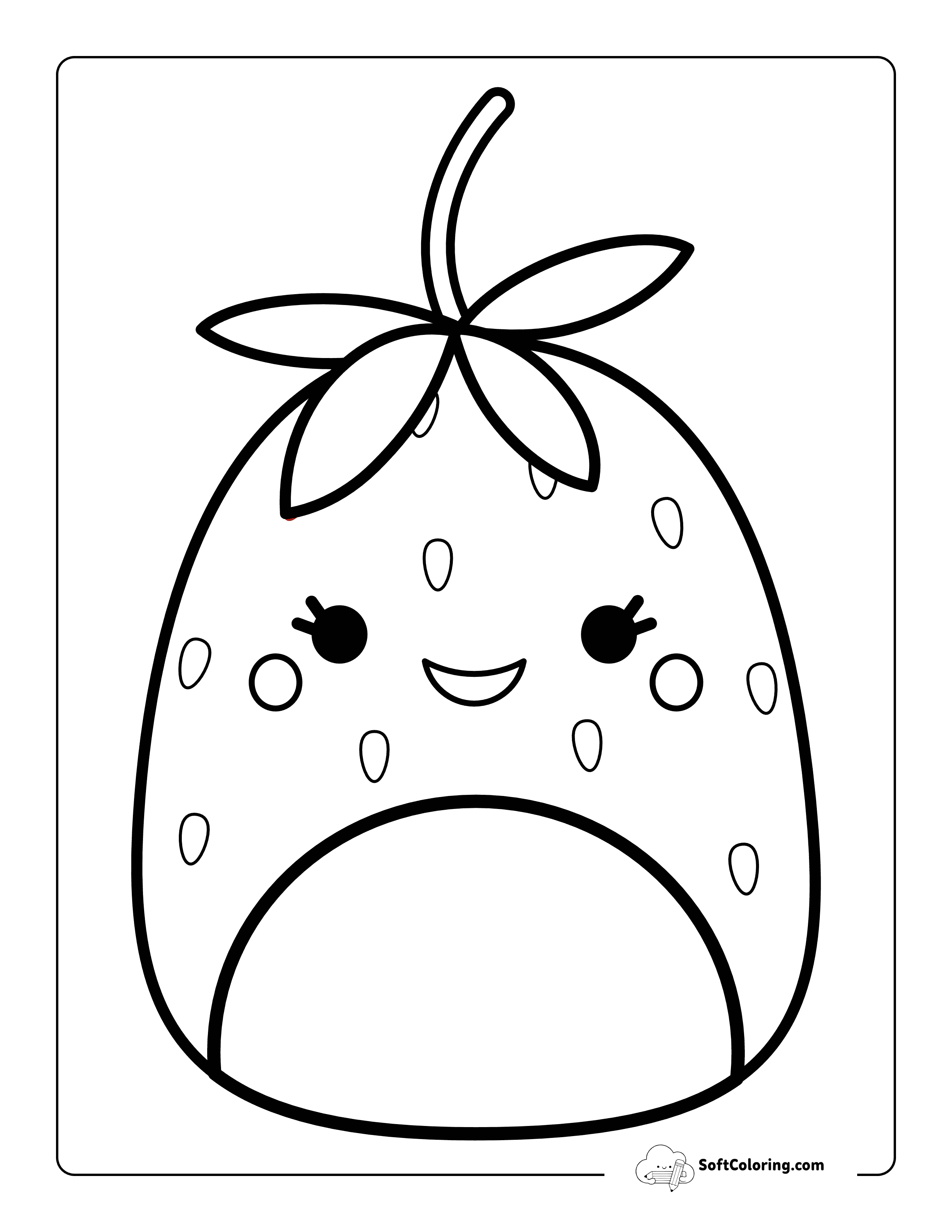 Strawberry Squishmallow-Inspired Coloring Sheet For Kids