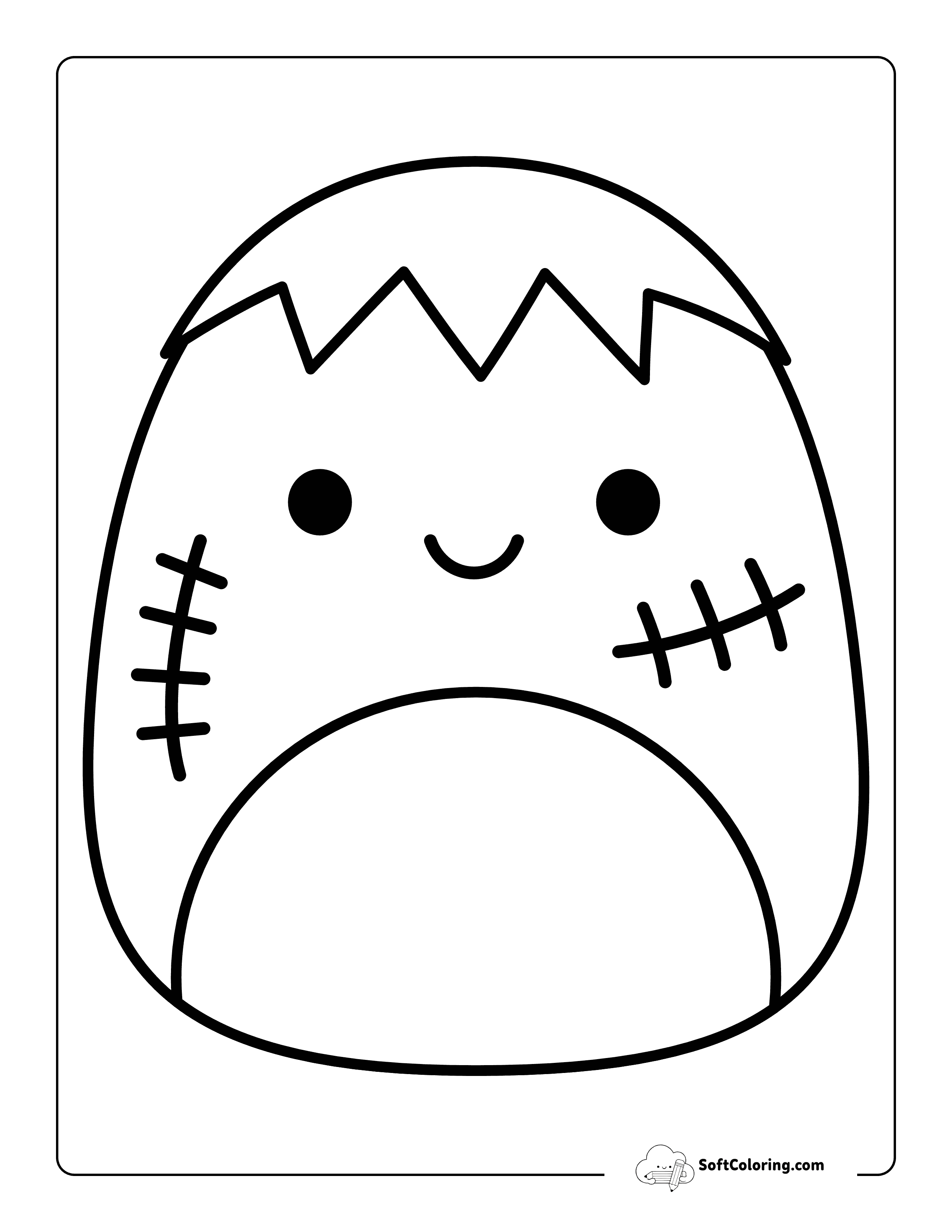 Frankenstein Halloween Squishmallow-Inspired Coloring Sheet