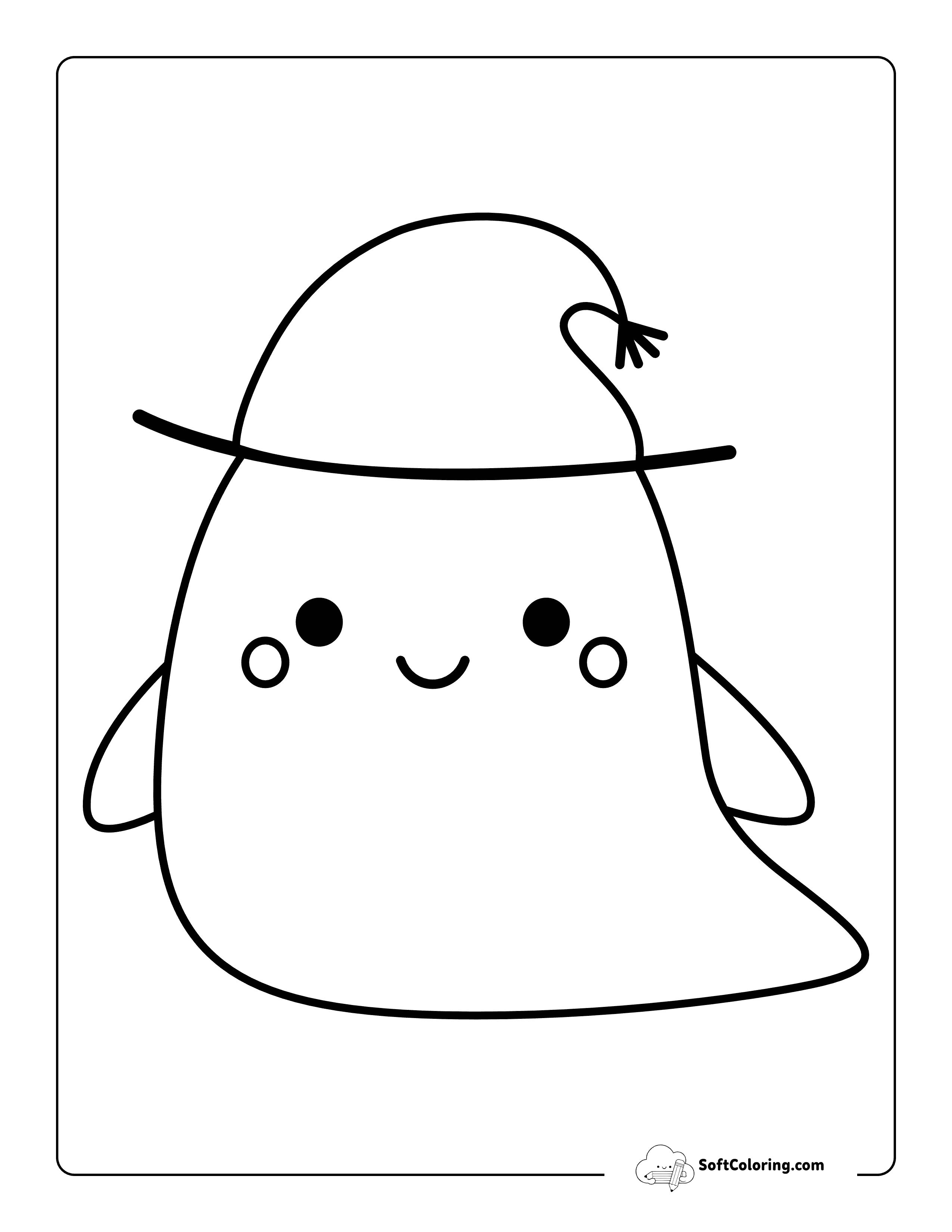 Cute Ghost Halloween Squishmallow-Inspired Coloring Page