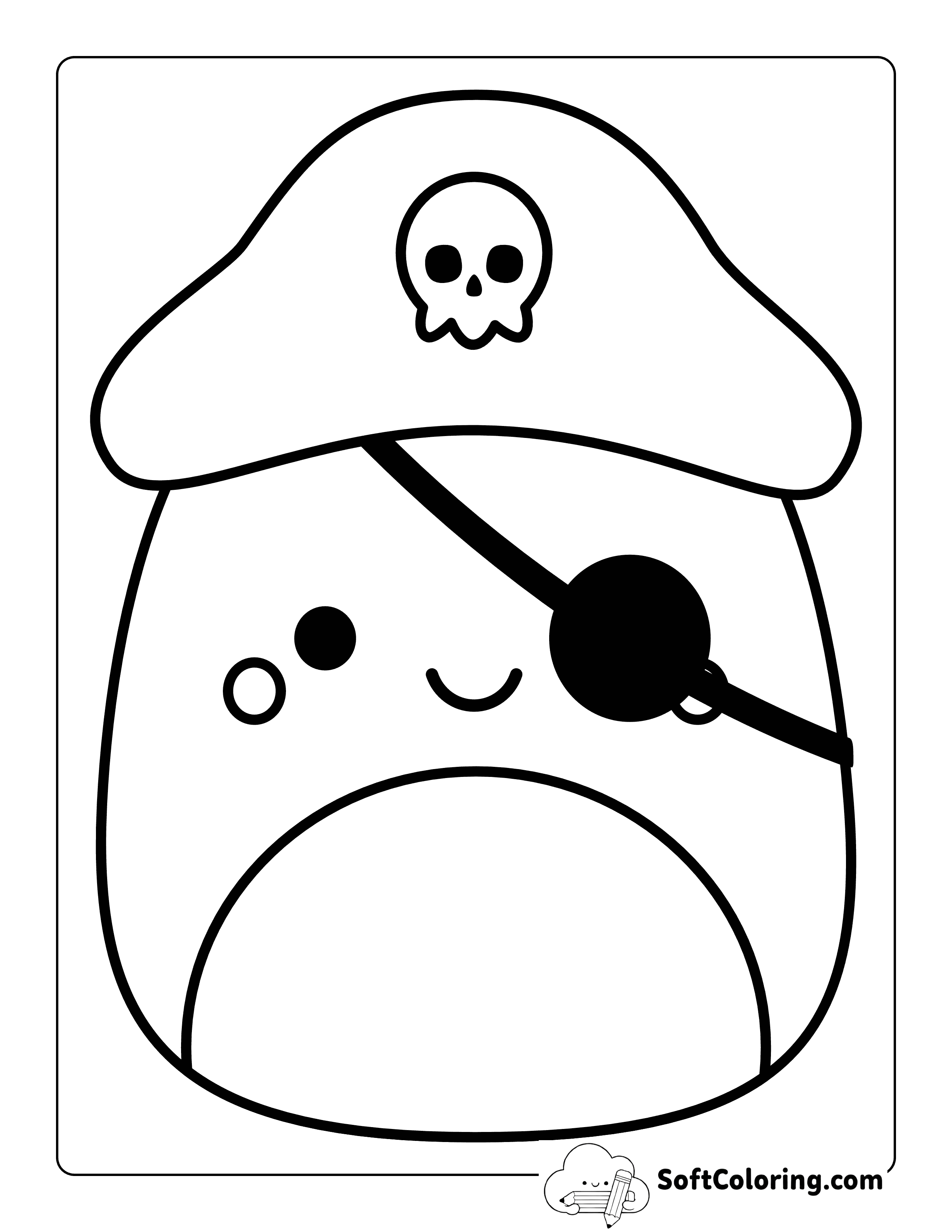 Pirate Squishmallow-Inspired Drawing to Color