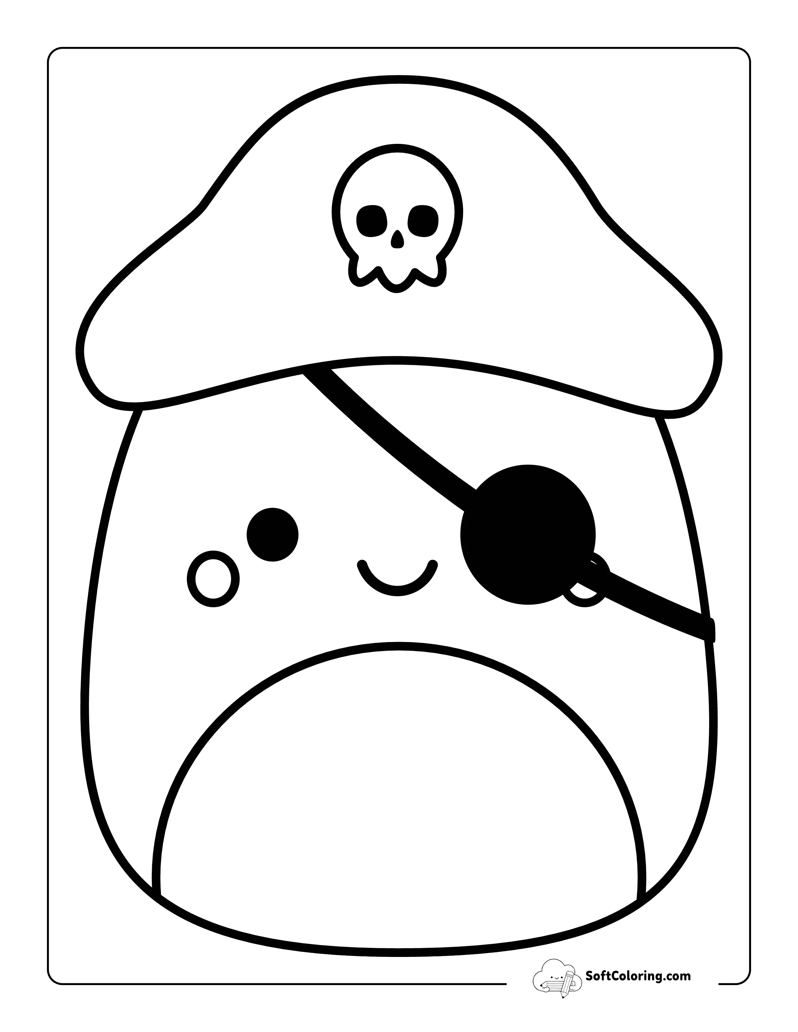 Pirate Squishmallow-Inspired Drawing To Color