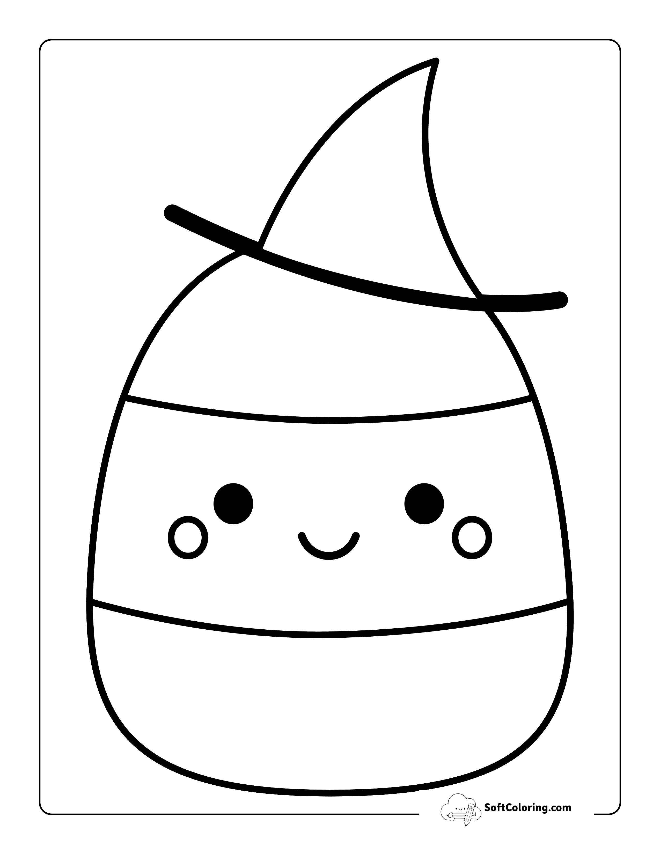 Cute Witch Halloween Squishmallow-Inspired Outline Printable