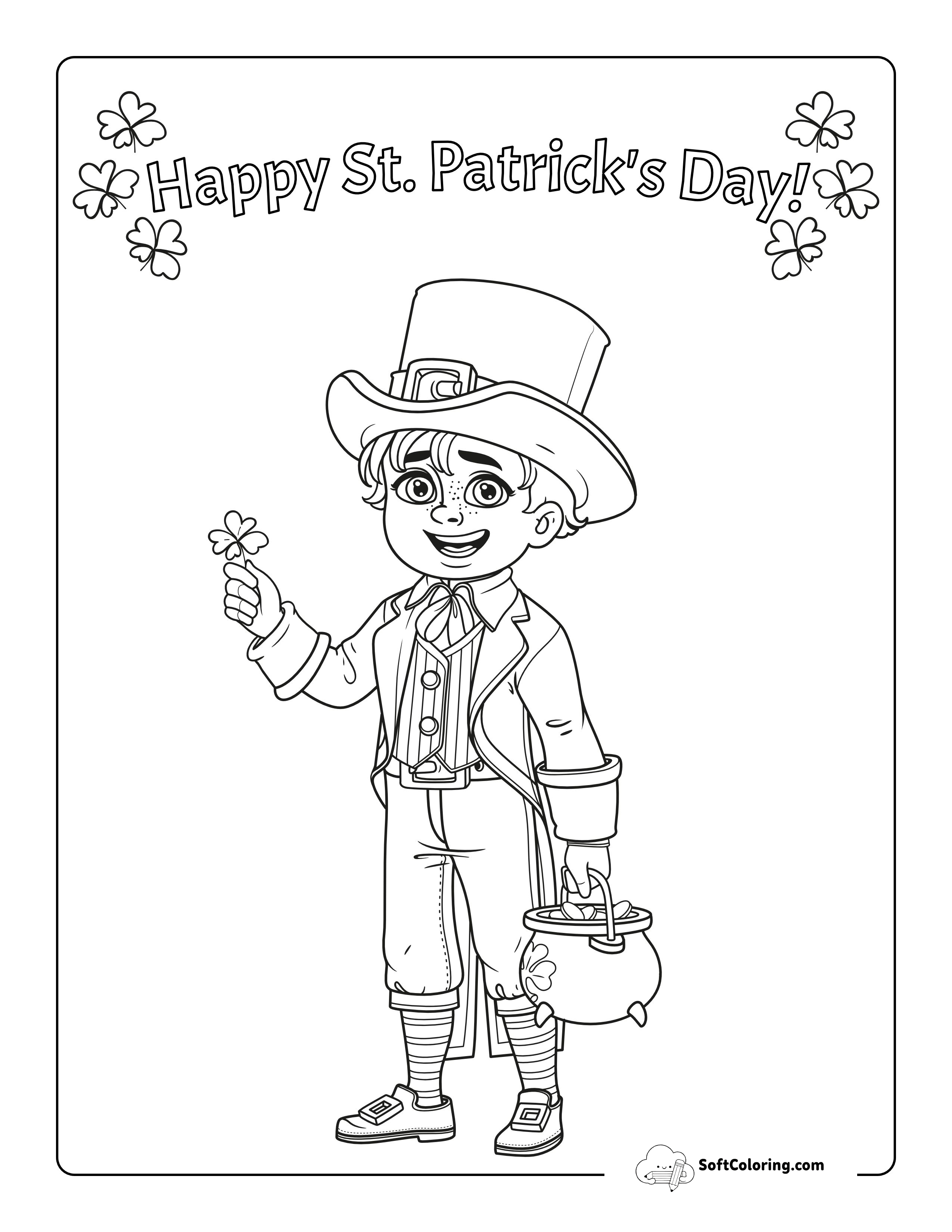 St Patrick's Day Costume Picture To Color (Boy)