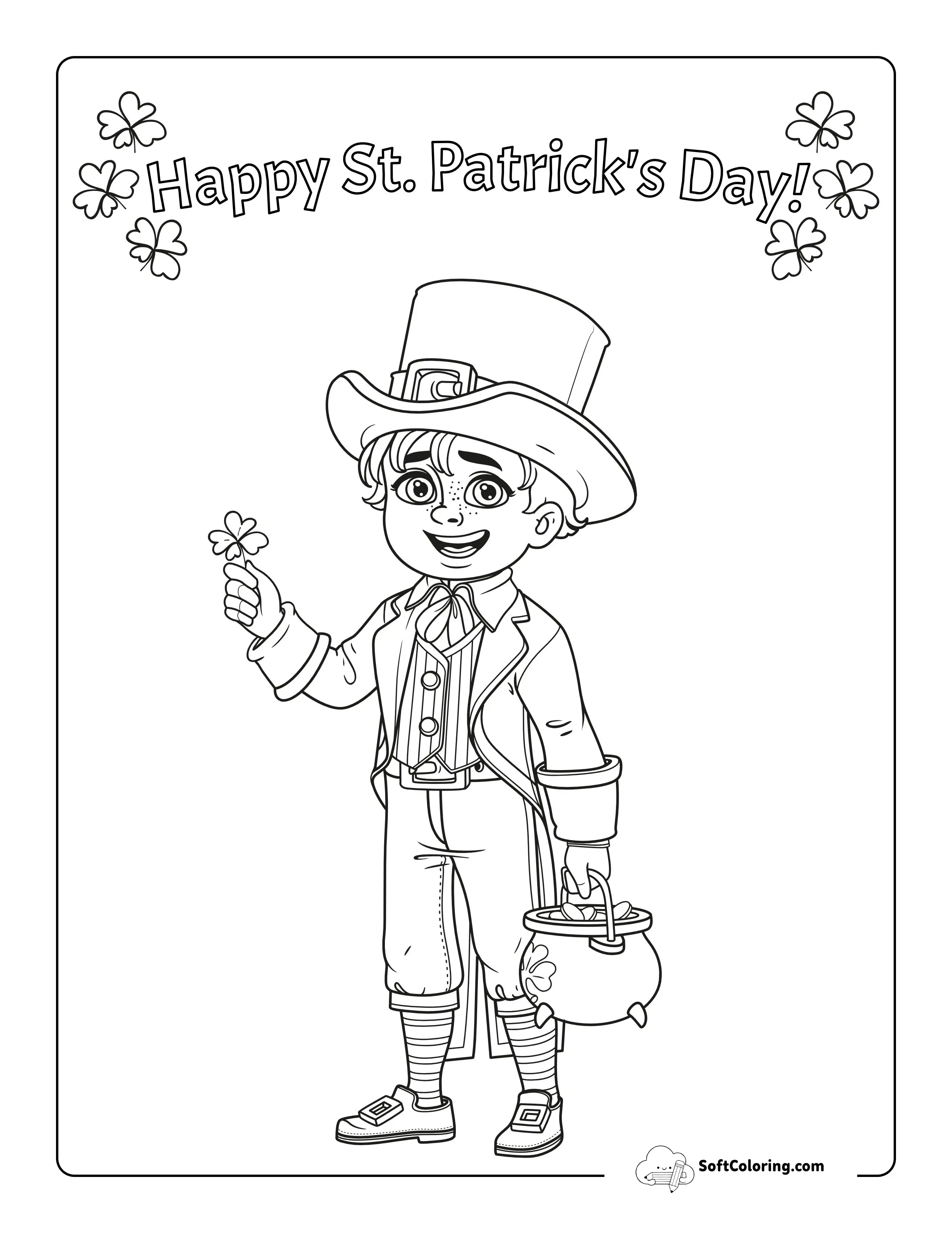 St Patrick's Day Costume Picture To Color (Boy)