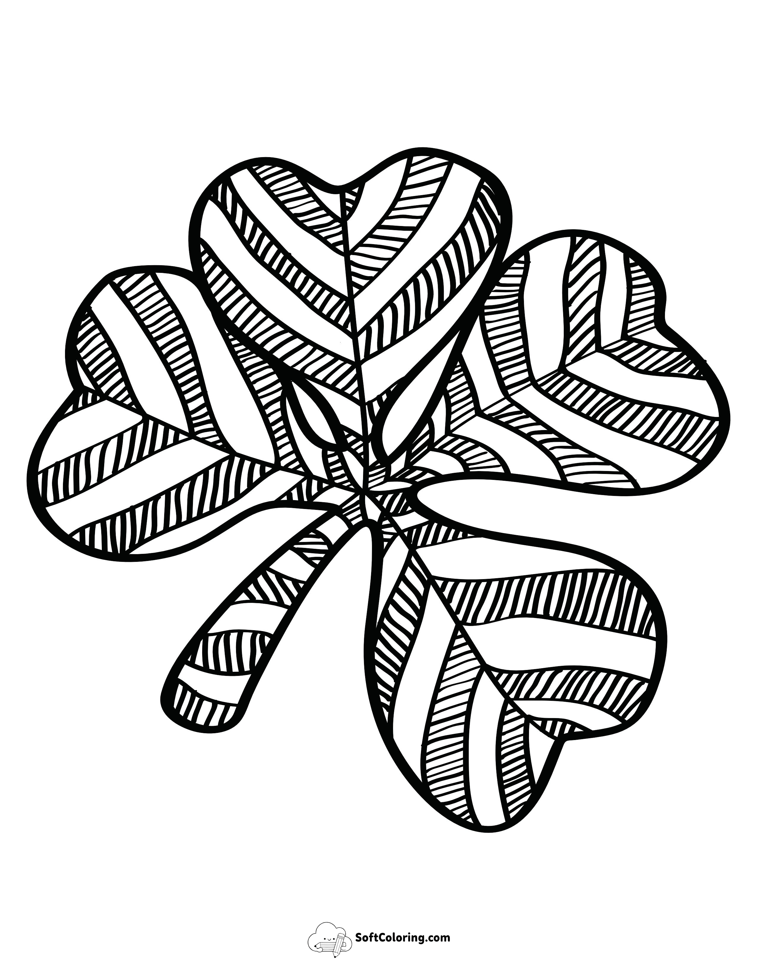 Patterned Shamrock Picture To Color
