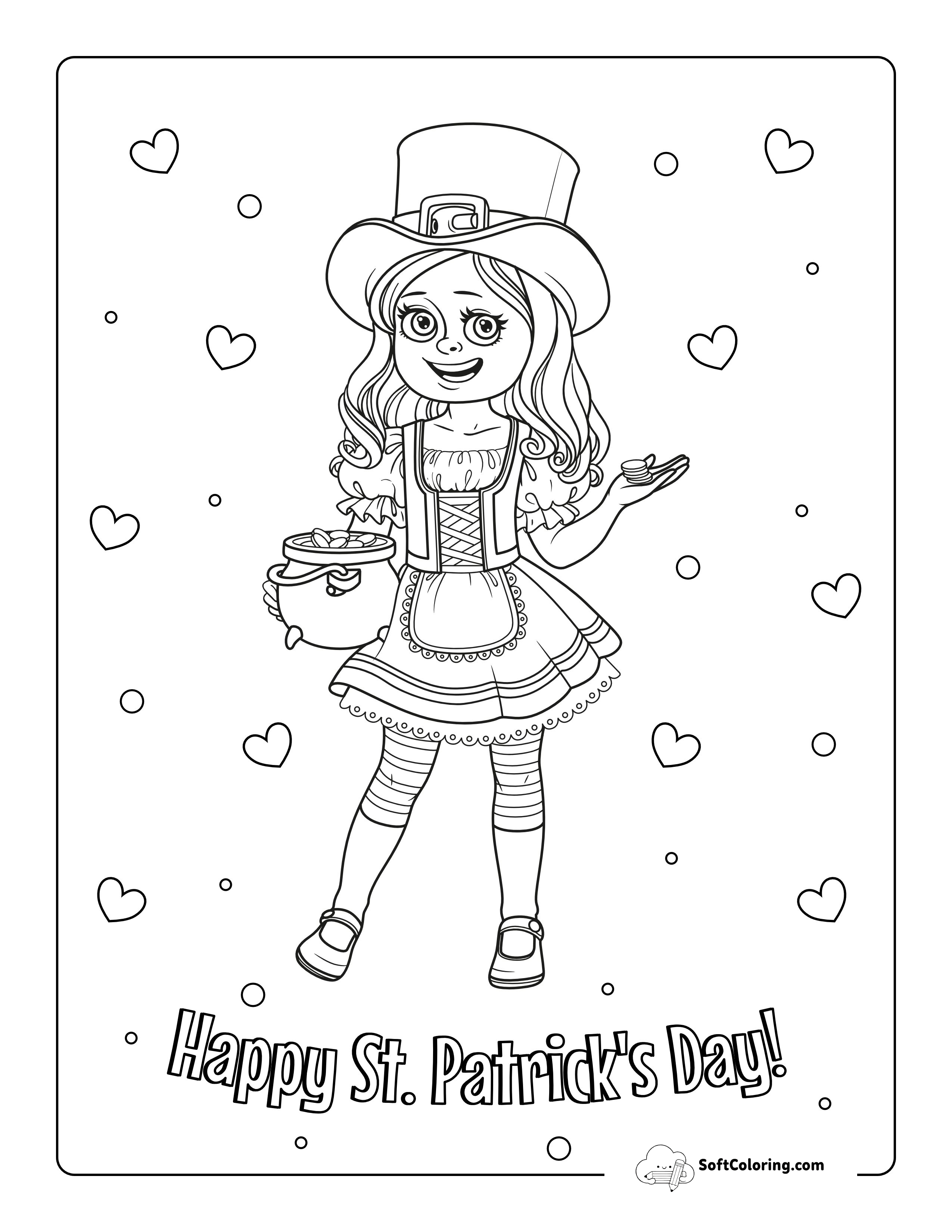 St Patrick's Day Costume Picture To Color (Girl)