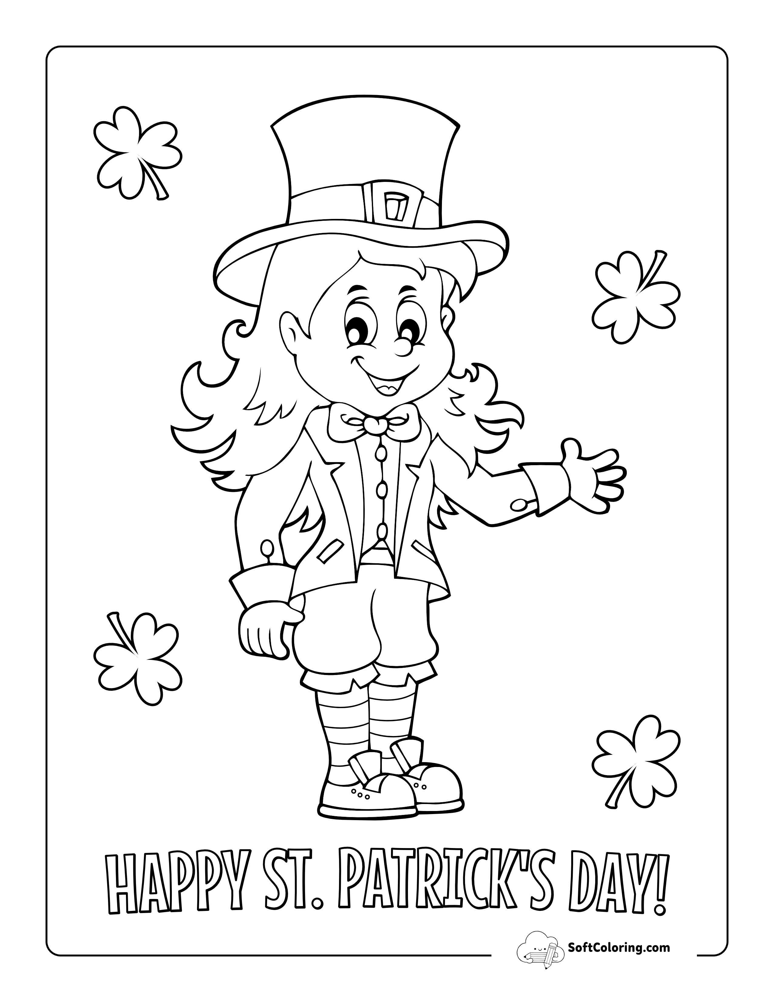 Girl Dressed As A Leprechaun Coloring Page