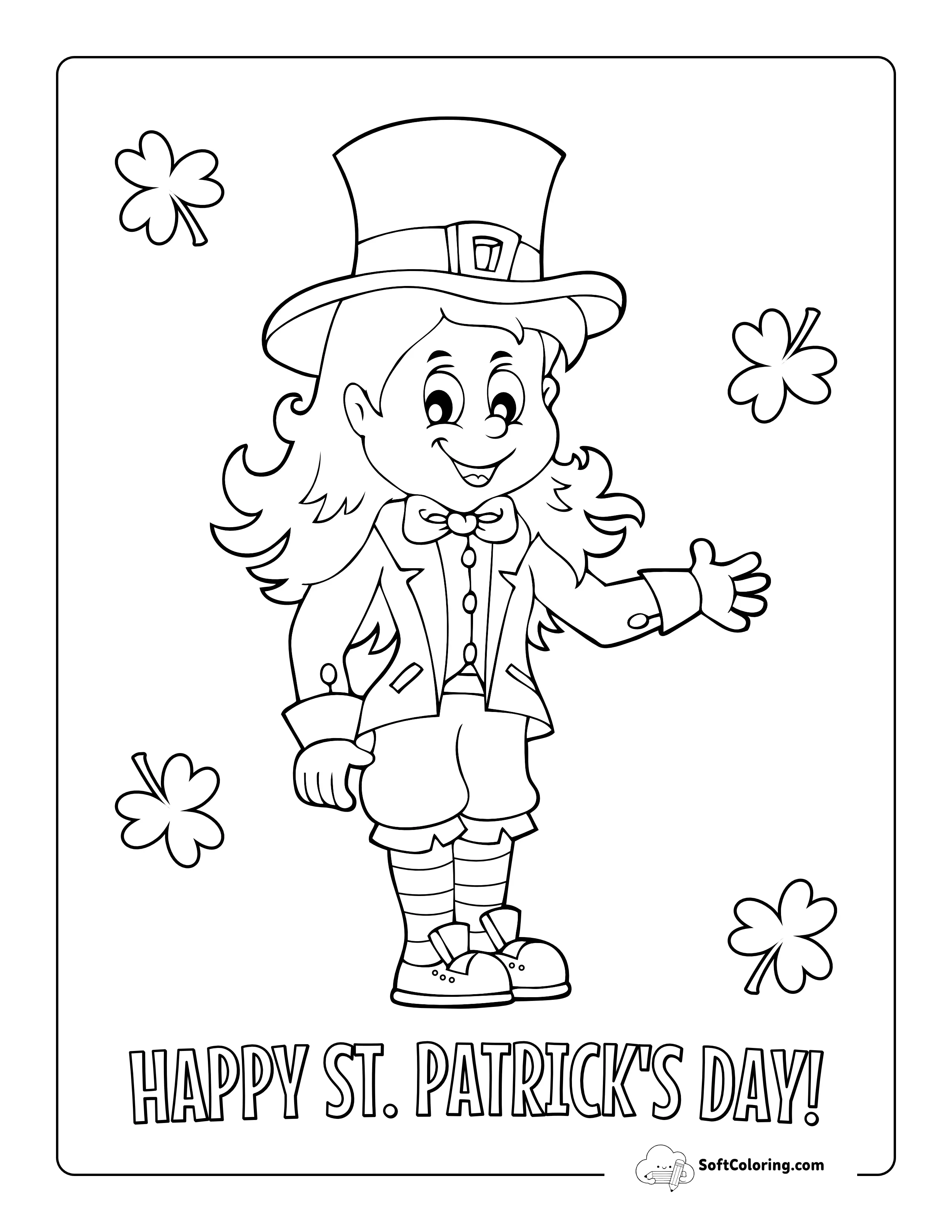 Girl Dressed As A Leprechaun Coloring Page
