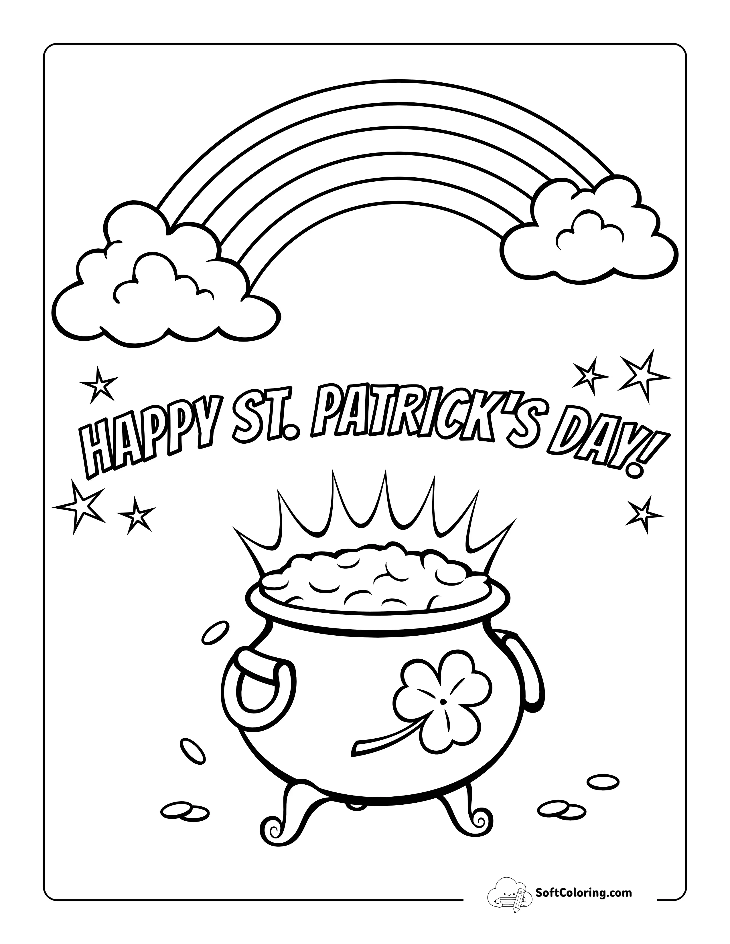 "Happy St. Patrick's Day" Rainbow Coloring Page