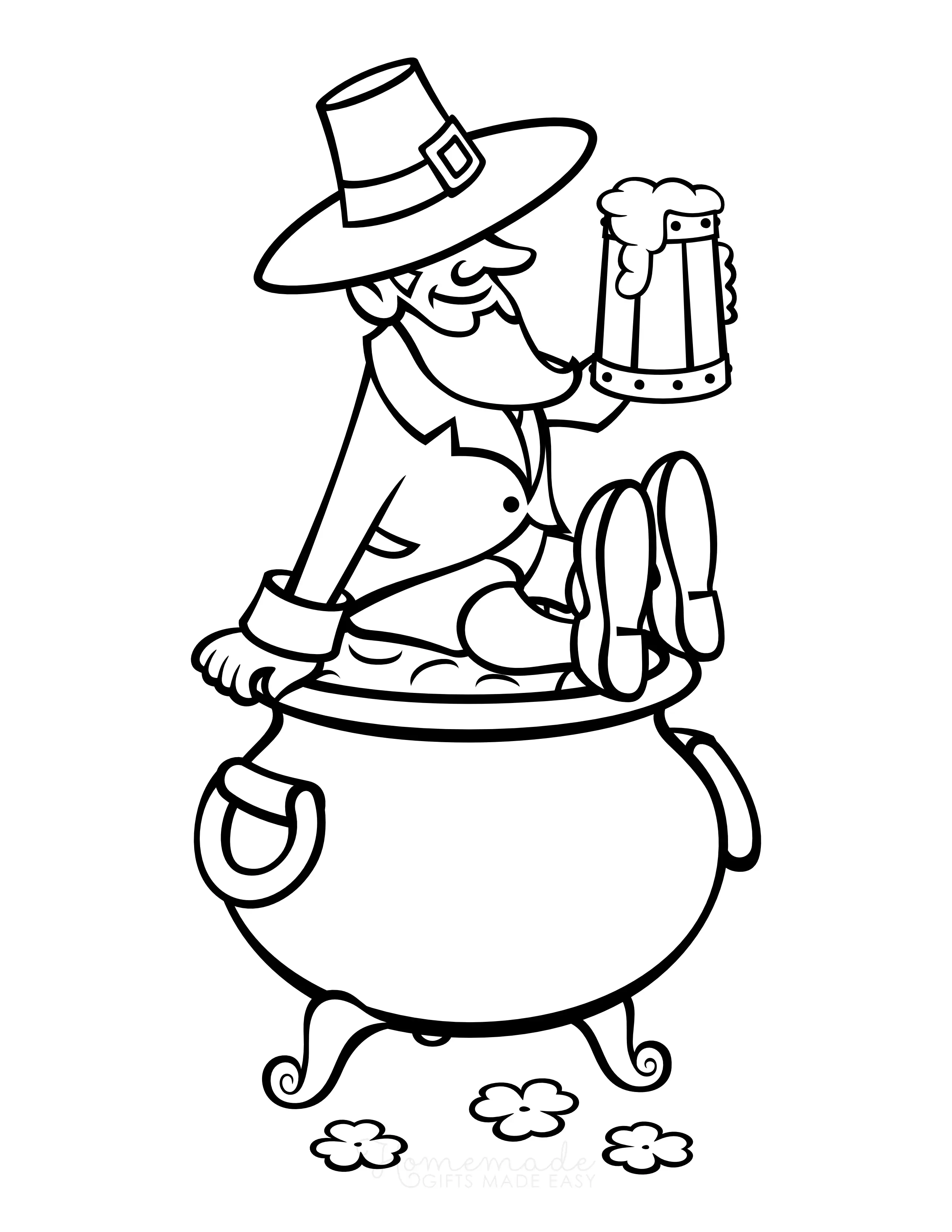 Leprechaun With Gold And Pint Of Beer